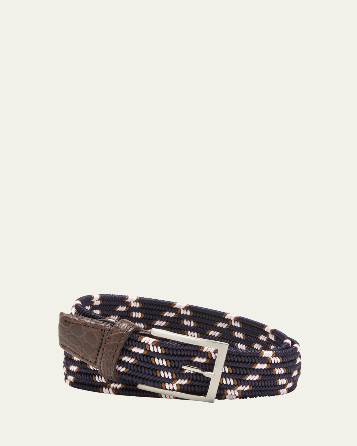 W. Kleinberg Men's Stretch Woven Belt with Alligator Trim | Thumbnail 3