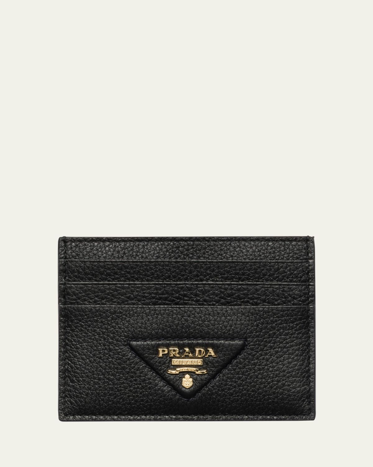 Prada Triangle Logo Leather Card Holder | Thumbnail 4 Prada Triangle Logo Leather Card Holder | Thumbnail 4