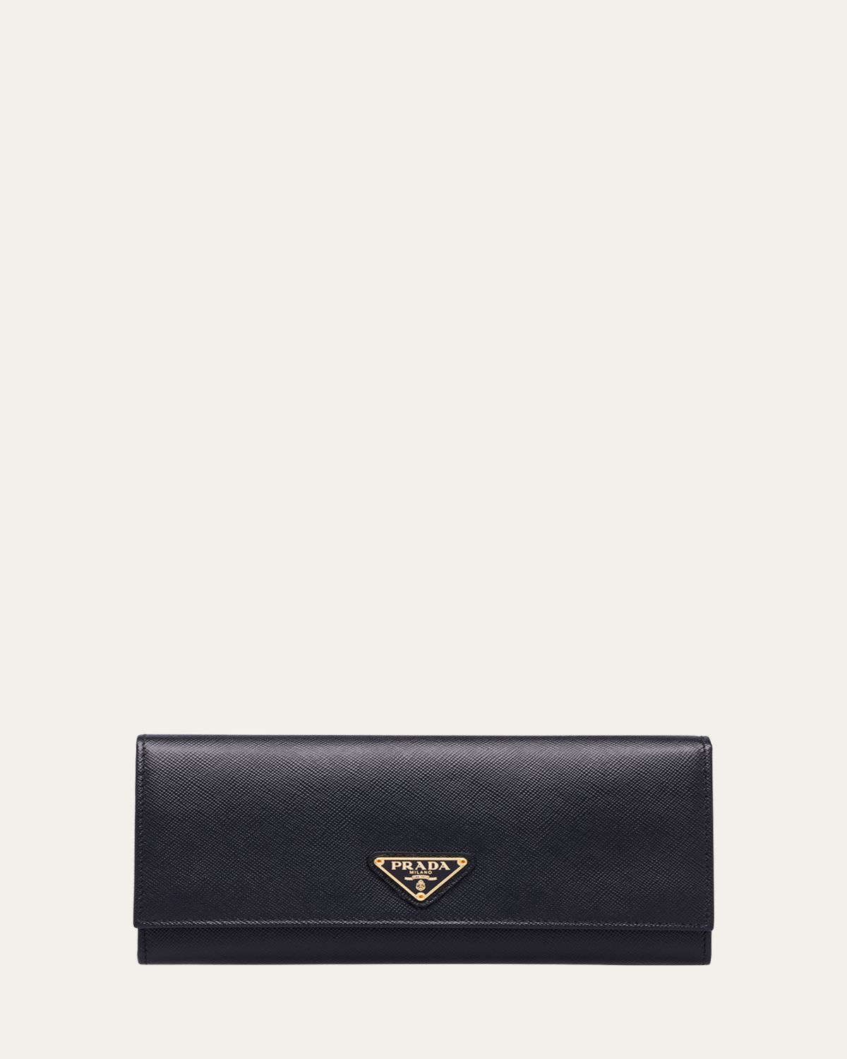 Prada Envelope Flap Leather Slim Wallet