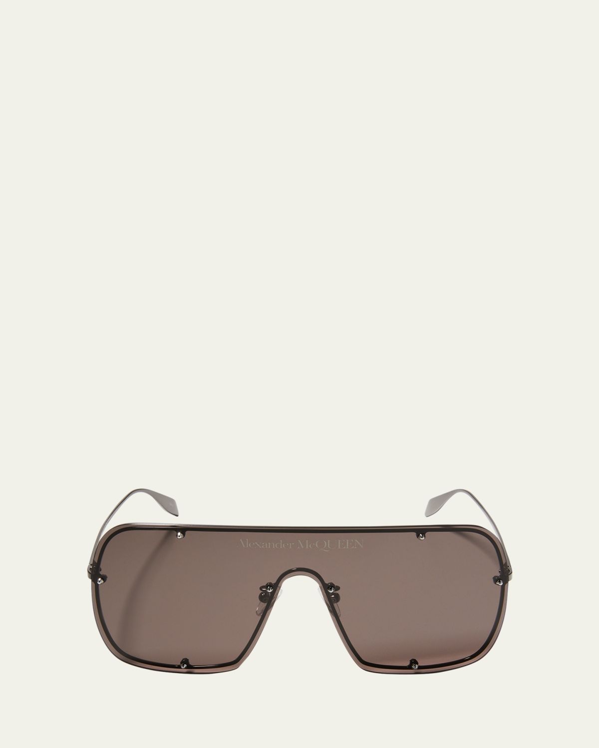 McQueen Studded Logo Metal Shield Sunglasses