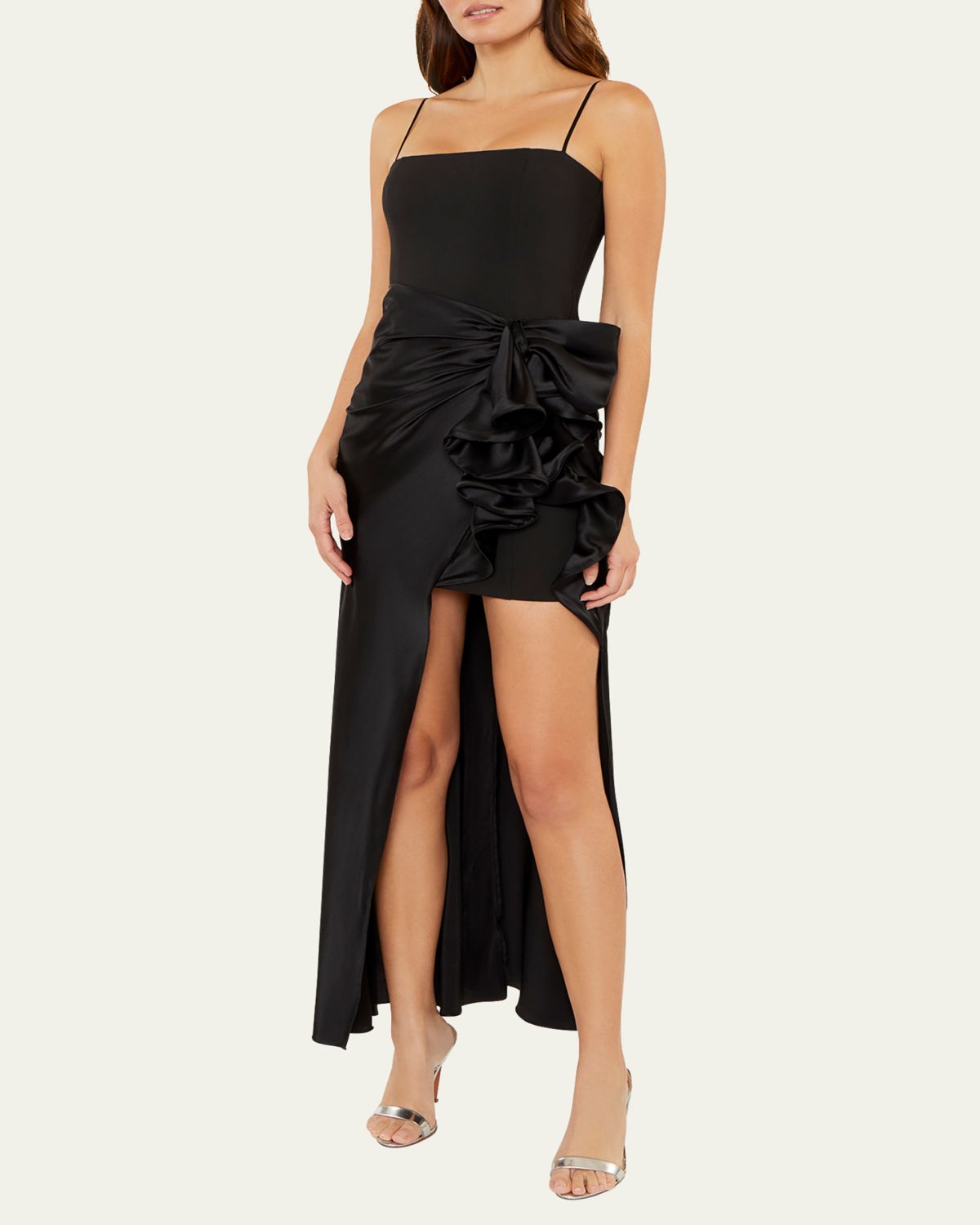 Cinq a Sept Drina Sleeveless Satin Wrap Gown