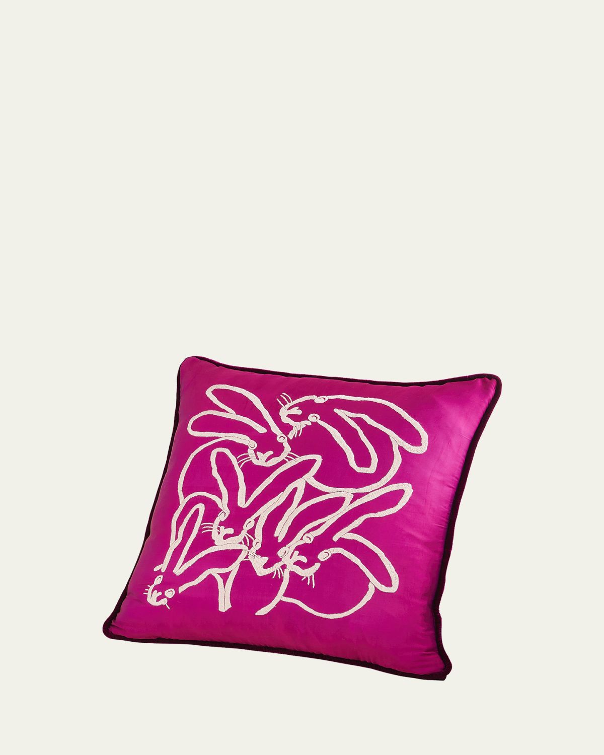 Hunt Slonem Hand Embroidered Silk Bunny Pillow | Thumbnail 3