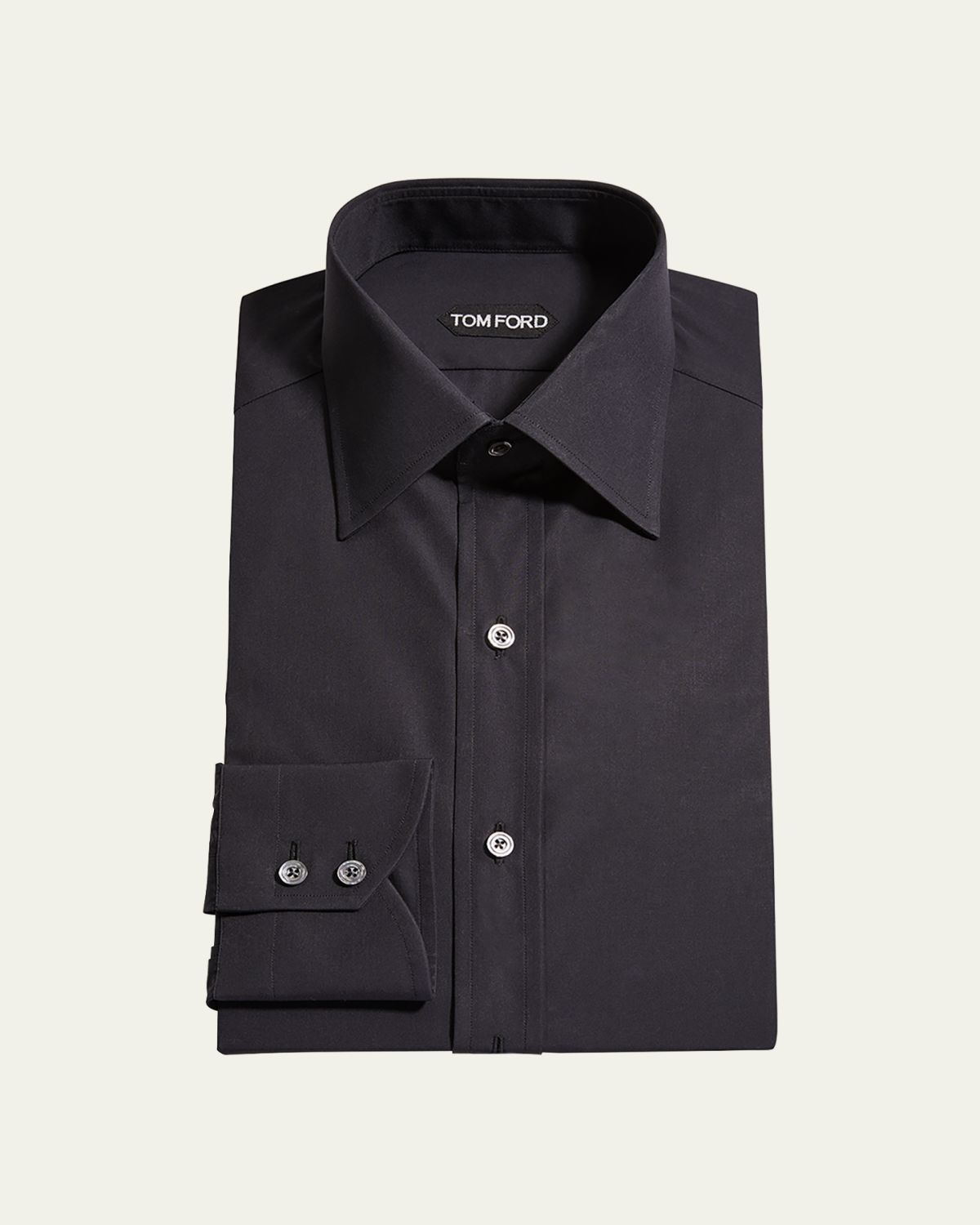 TOM FORD Men's Solid Cotton Dress Shirt | Thumbnail 3