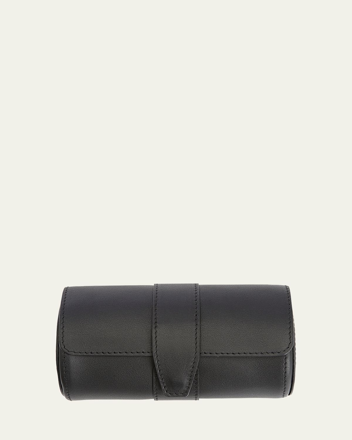 ROYCE New York Personalized Suede-Lined Leather Double Watch Roll