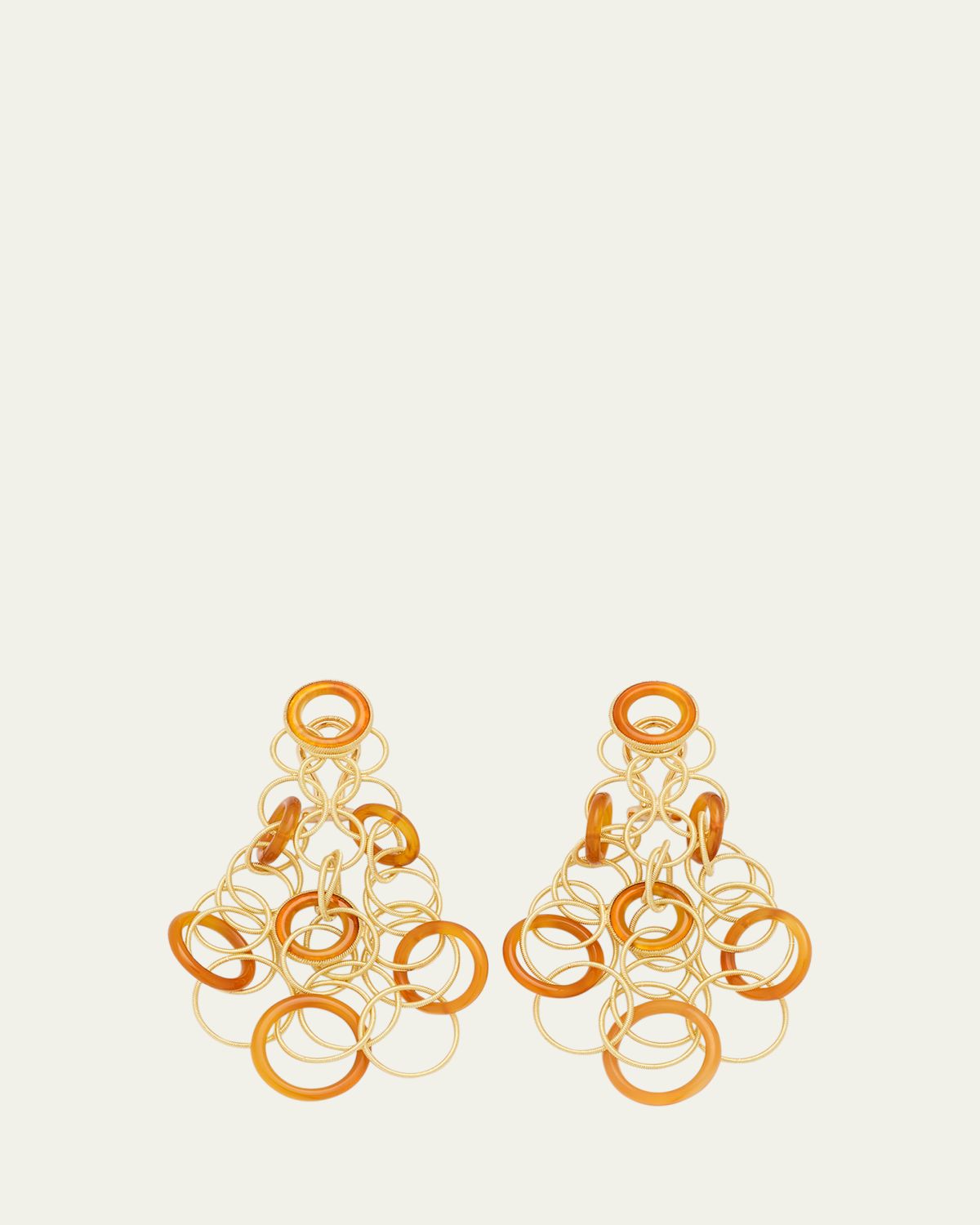 Buccellati Hawaii 18K Gold & Carnelian Pendant Earrings, 7cm