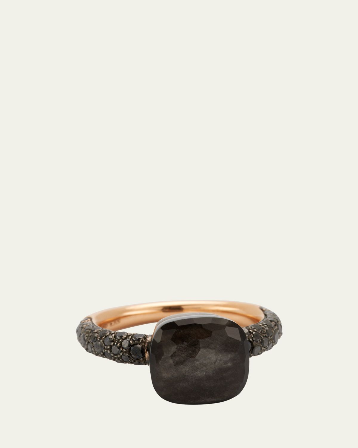 Pomellato NUDO 18k Rose Gold/Titanium Obsidian & Black Diamond Ring