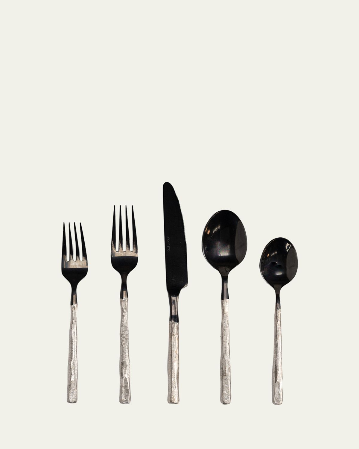 Daniel van Dijck 5-Piece Flatware Set with Textured Handles, Black