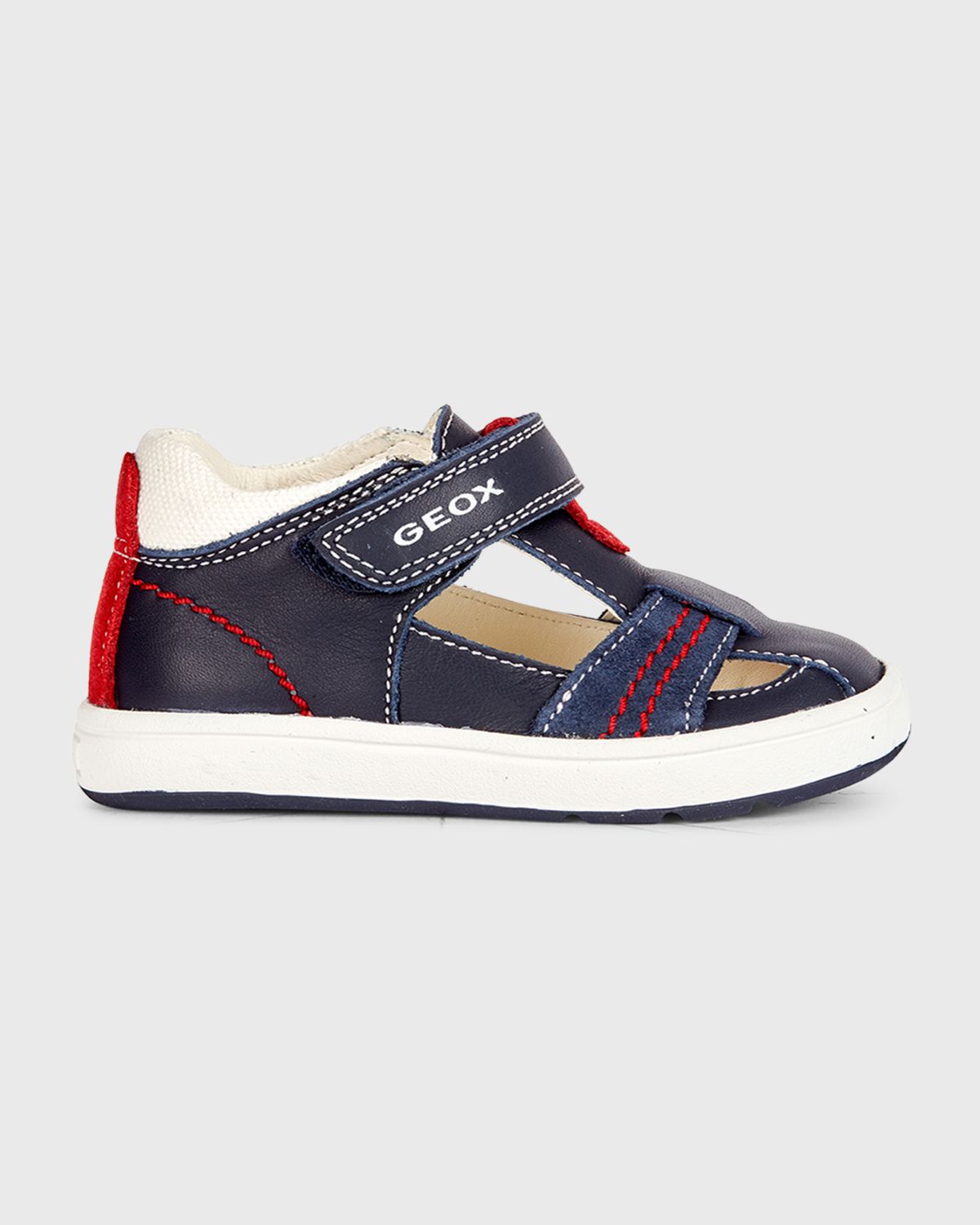 Geox Boy's Biglia T-Strap Mix-Leather Sneakers, Baby/Toddlers