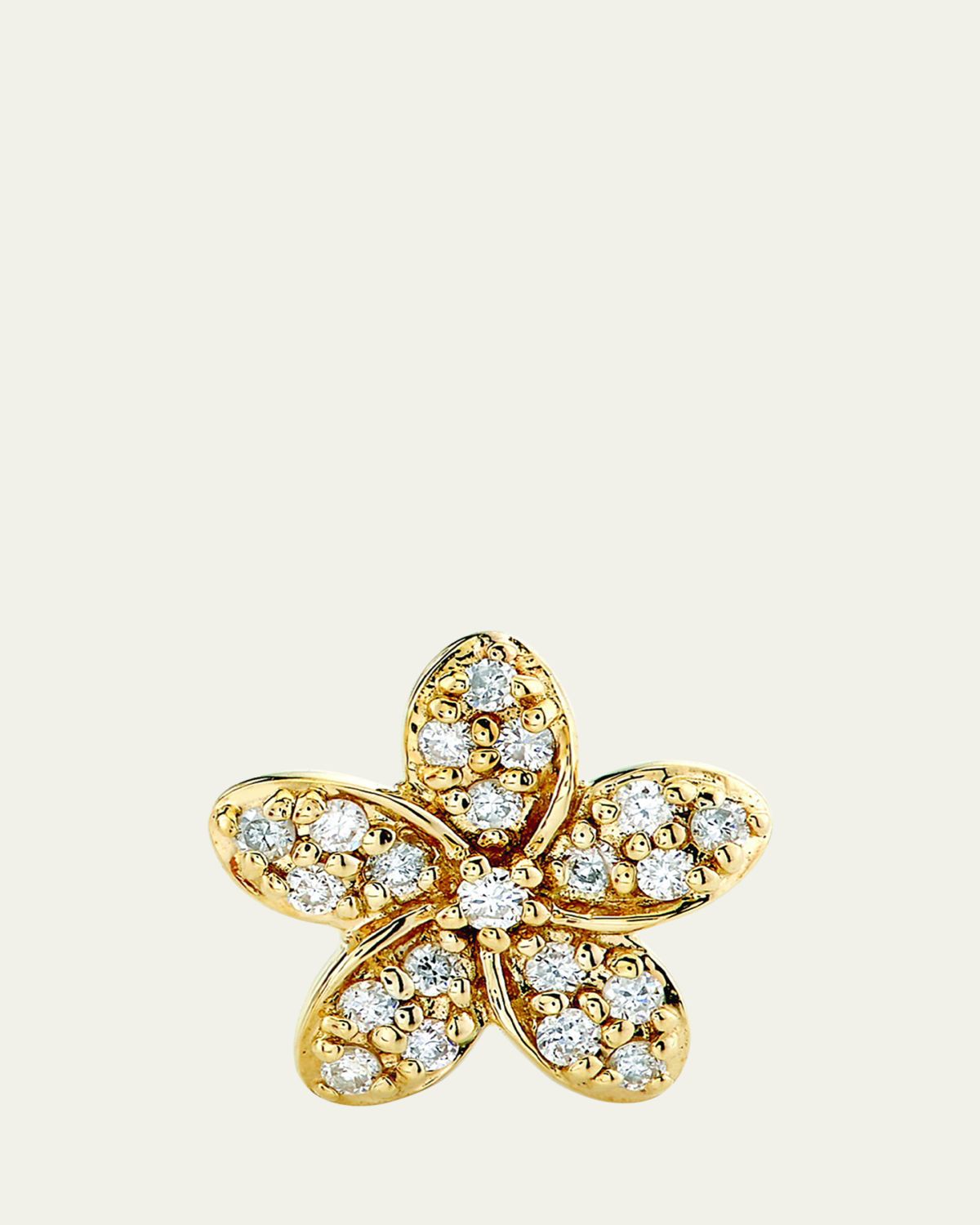 Sydney Evan Yellow Gold Plumeria Diamond Flower Stud Earring, Single | Thumbnail 4 Sydney Evan Yellow Gold Plumeria Diamond Flower Stud Earring, Single | Thumbnail 4