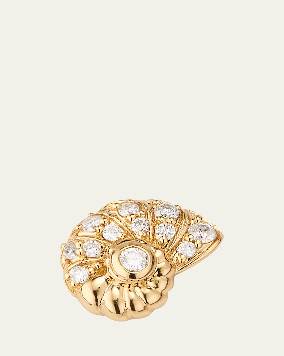 Sydney Evan 14k Yellow Gold Nautilus Shell Stud Earrings With Diamonds | Thumbnail 5