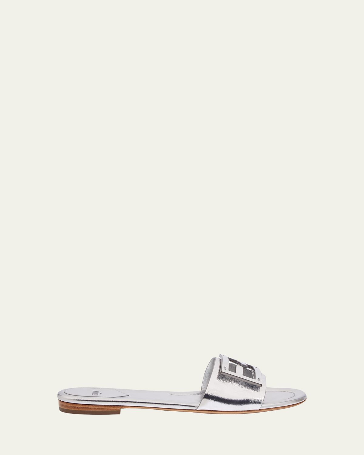 Fendi Baguette FF Tube Metallic Medallion Flat Sandals