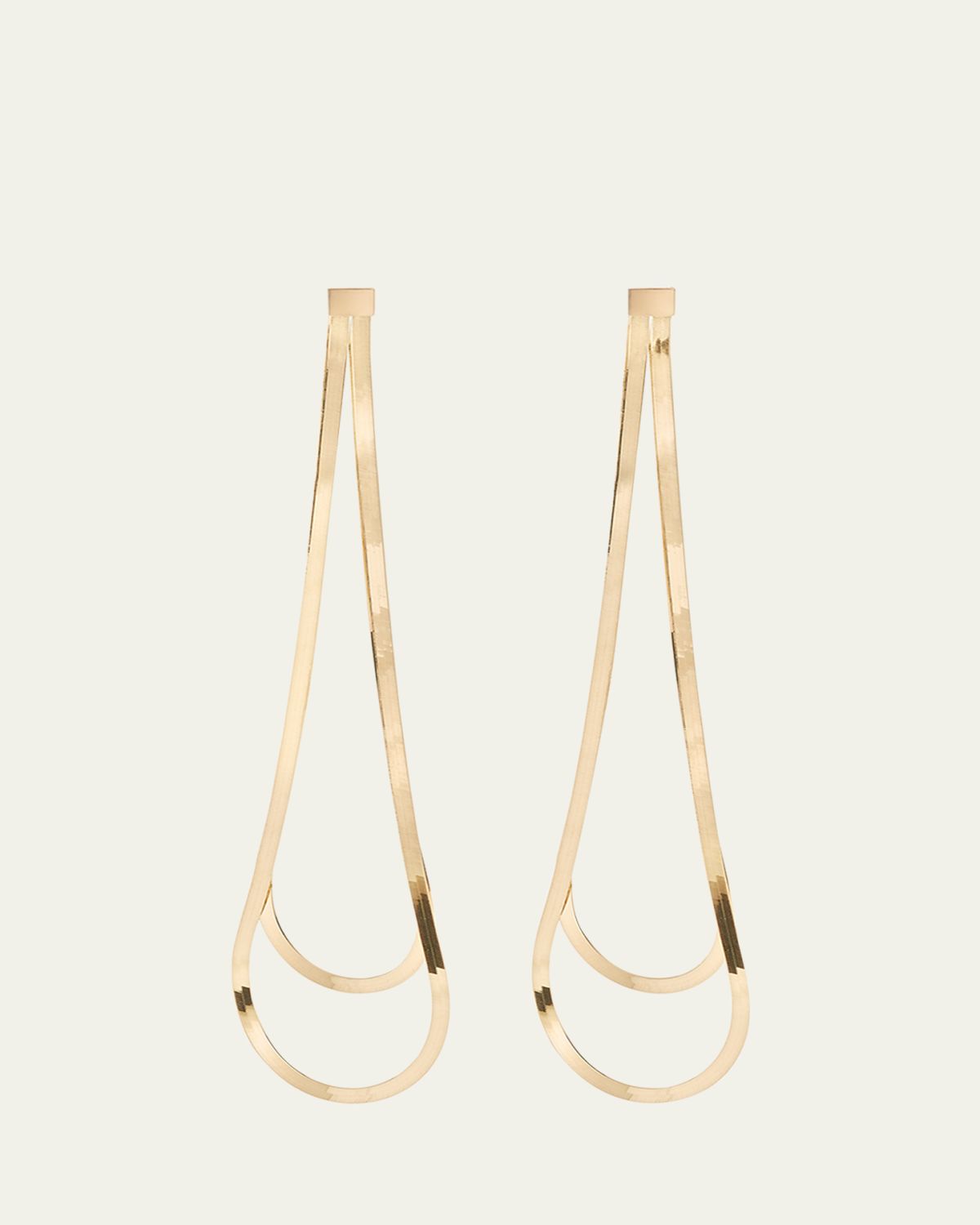 Lana 14K Gold Linear Looped Herringbone Earrings, 5.5"L