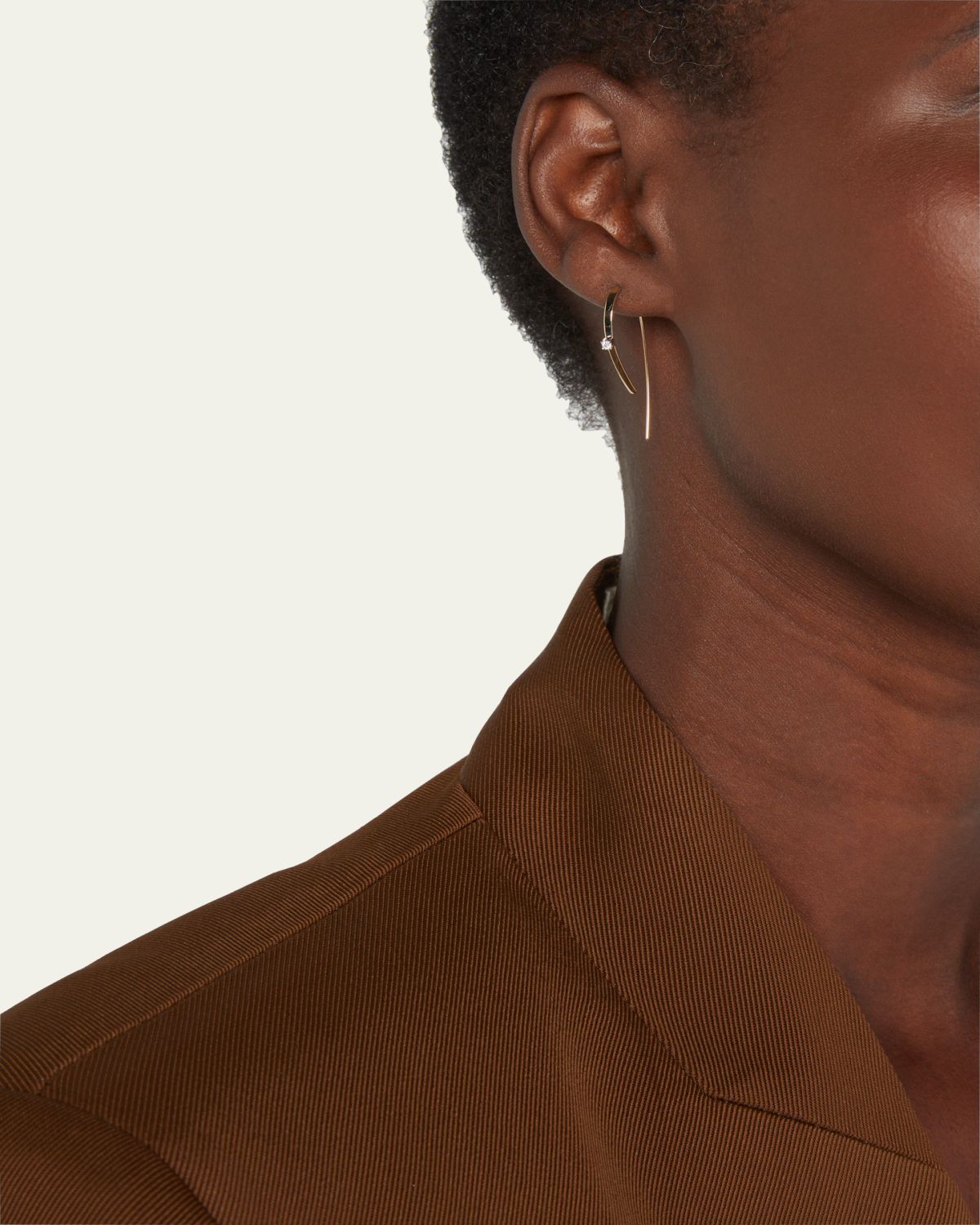 Lana 14K Gold Small Flat Forward Facing Hooked On Hoop Earrings with Diamonds | Thumbnail 2 Lana 14K Gold Small Flat Forward Facing Hooked On Hoop Earrings with Diamonds | Thumbnail 2