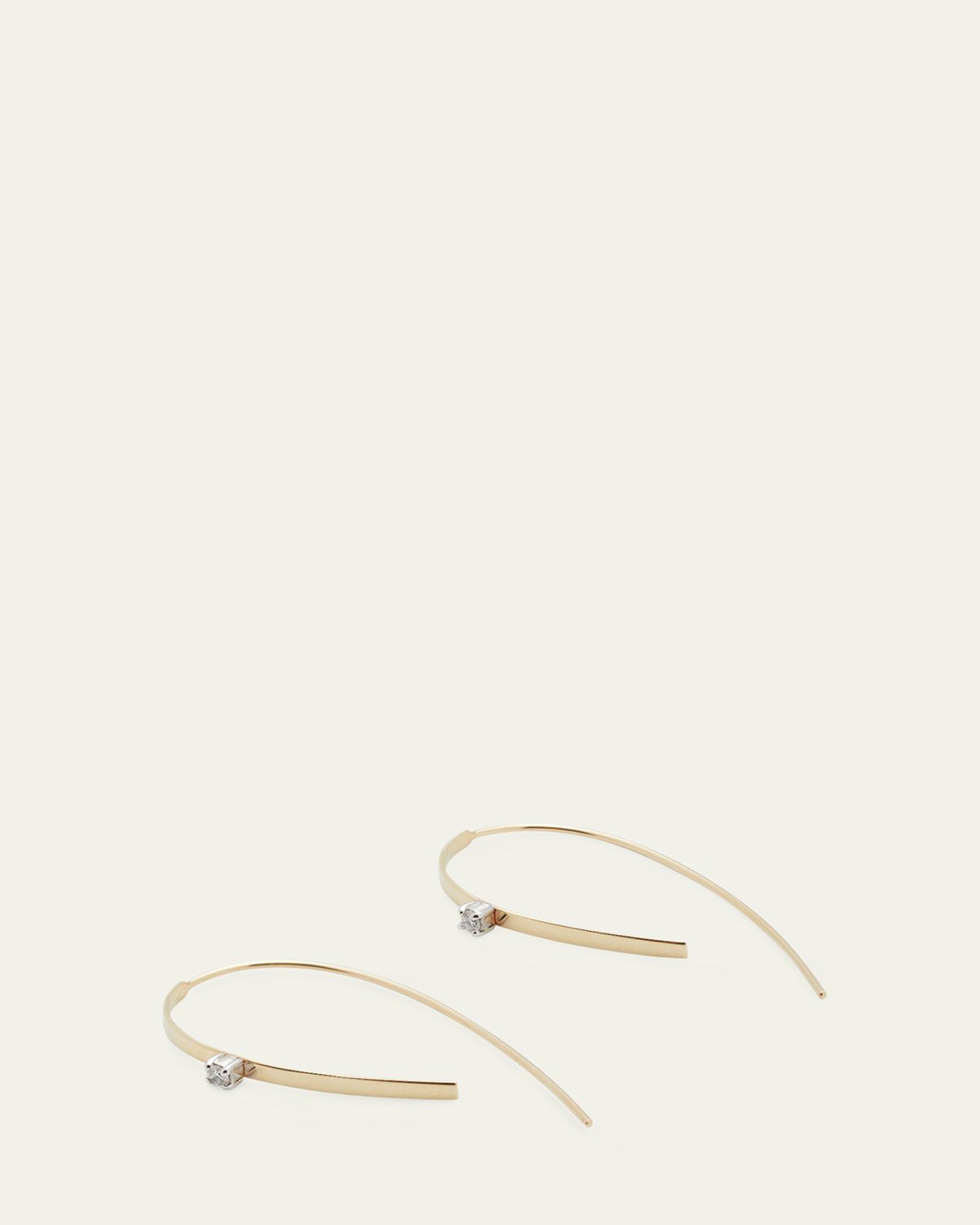 Lana 14K Gold Small Flat Forward Facing Hooked On Hoop Earrings with Diamonds | Thumbnail 3 Lana 14K Gold Small Flat Forward Facing Hooked On Hoop Earrings with Diamonds | Thumbnail 3