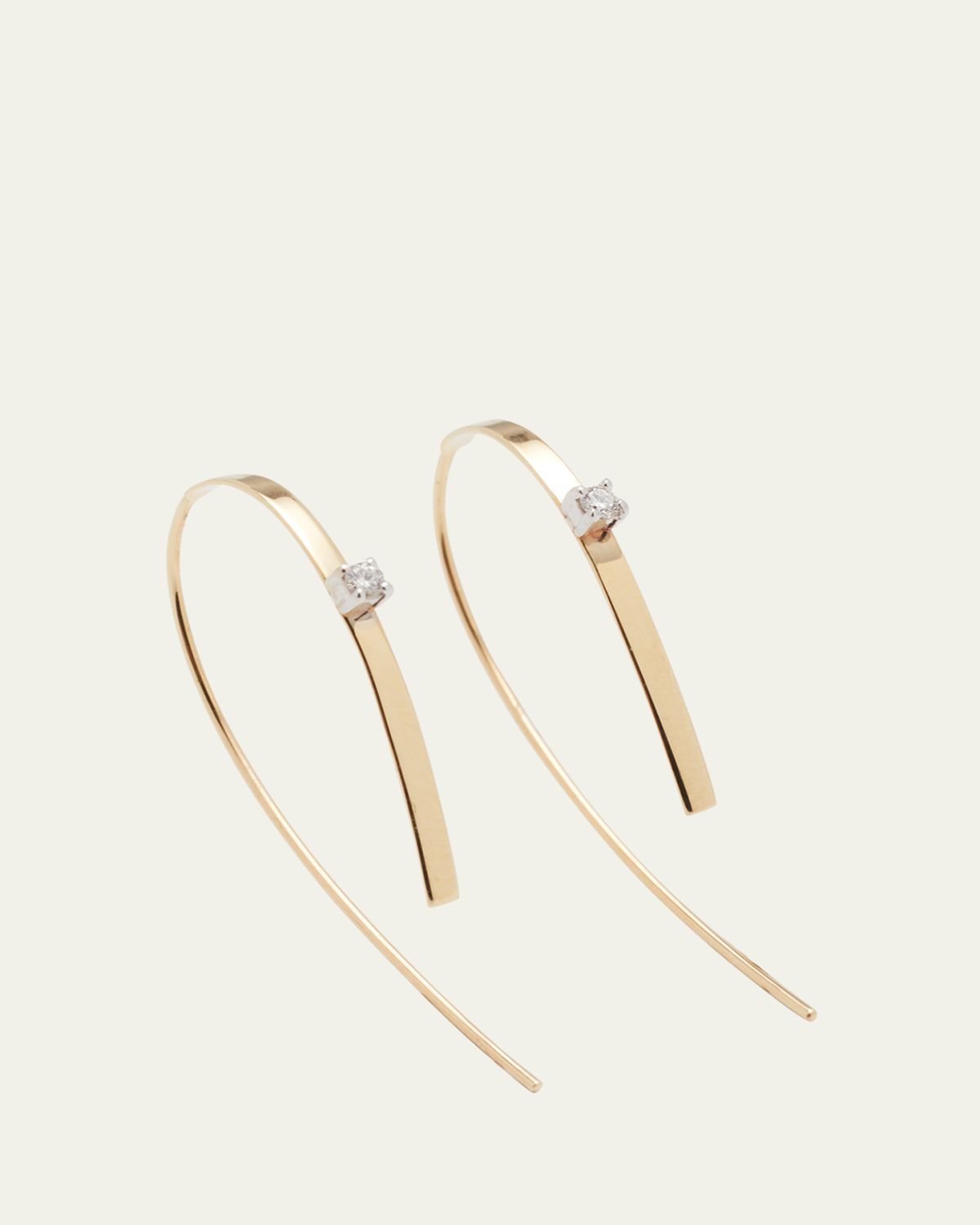 Lana 14K Gold Small Flat Forward Facing Hooked On Hoop Earrings with Diamonds | Thumbnail 4 Lana 14K Gold Small Flat Forward Facing Hooked On Hoop Earrings with Diamonds | Thumbnail 4