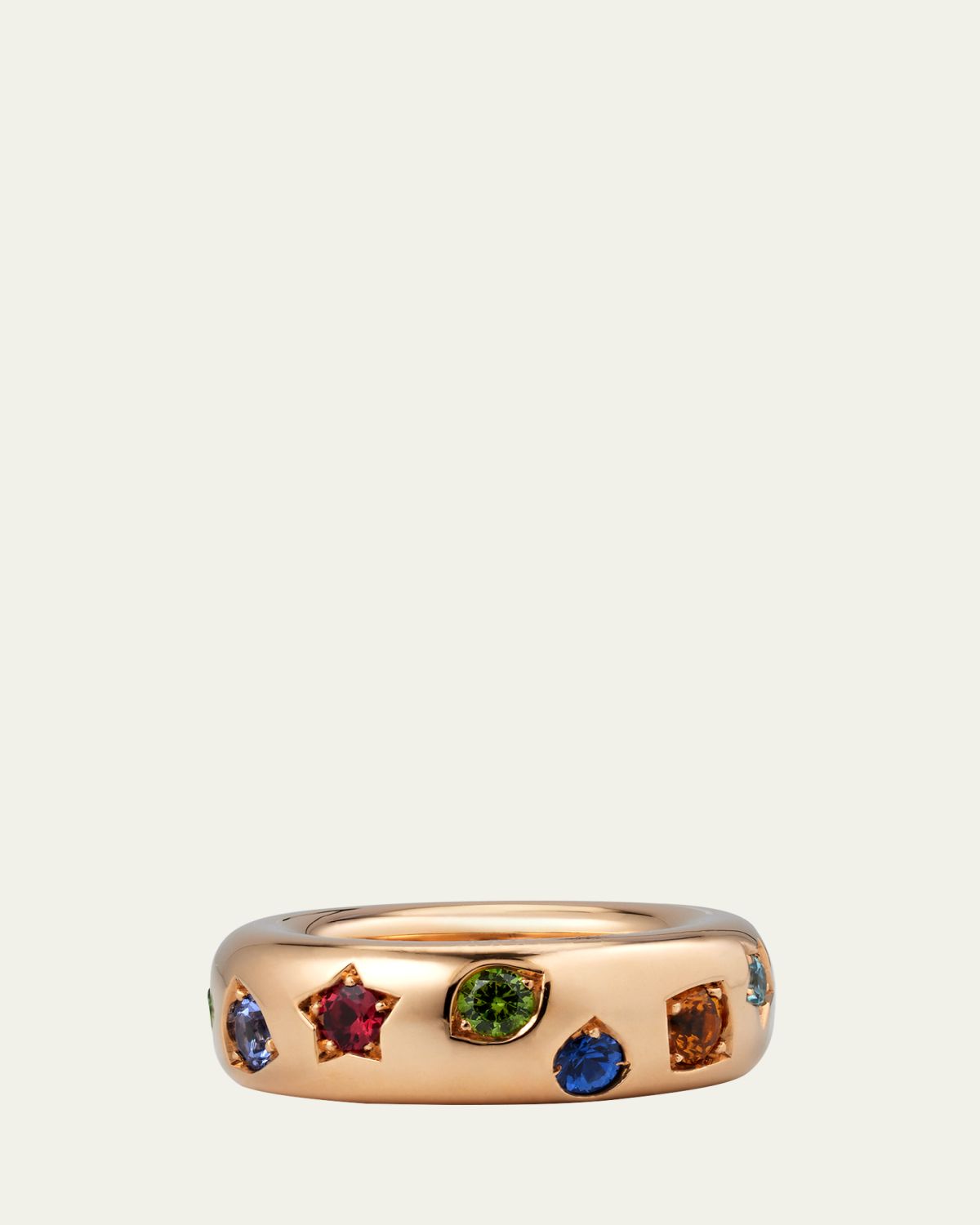 Pomellato Iconica 18k Rose Gold Slim Multi Gemstone Ring