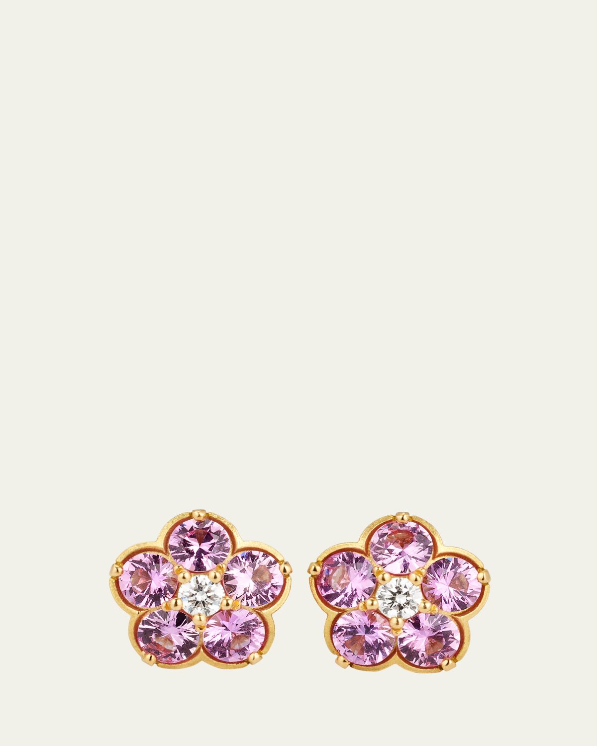 Paul Morelli Wild Child 18K Sapphire and Diamond Stud Earrings, Pink