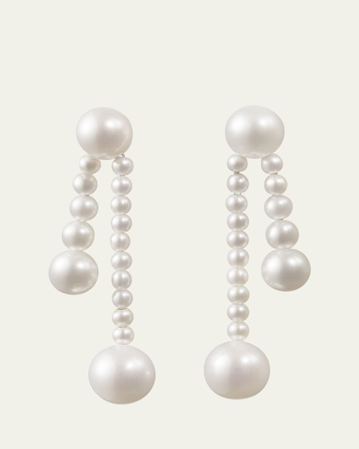 Sophie Bille Brahe Ruban De Perle Short 2-Strand Drop Earrings in Freshwater Pearls