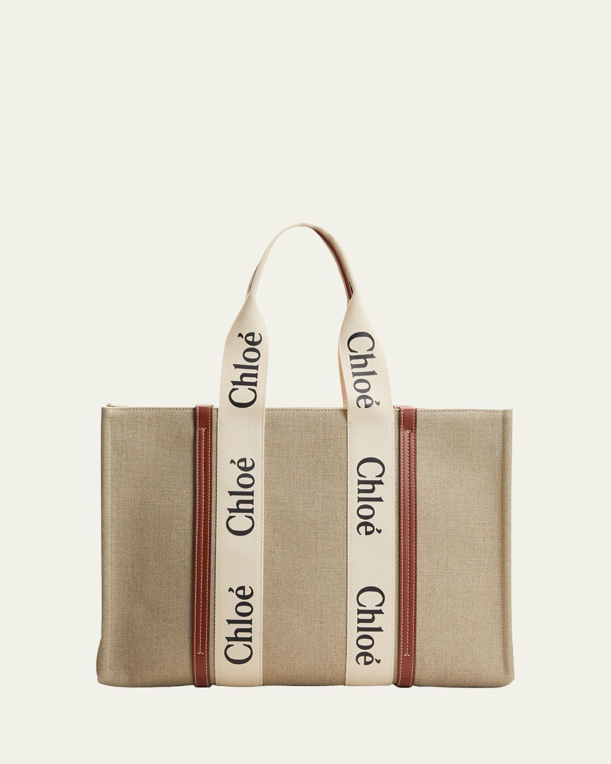 Chloe Woody Large Tote Bag in Linen