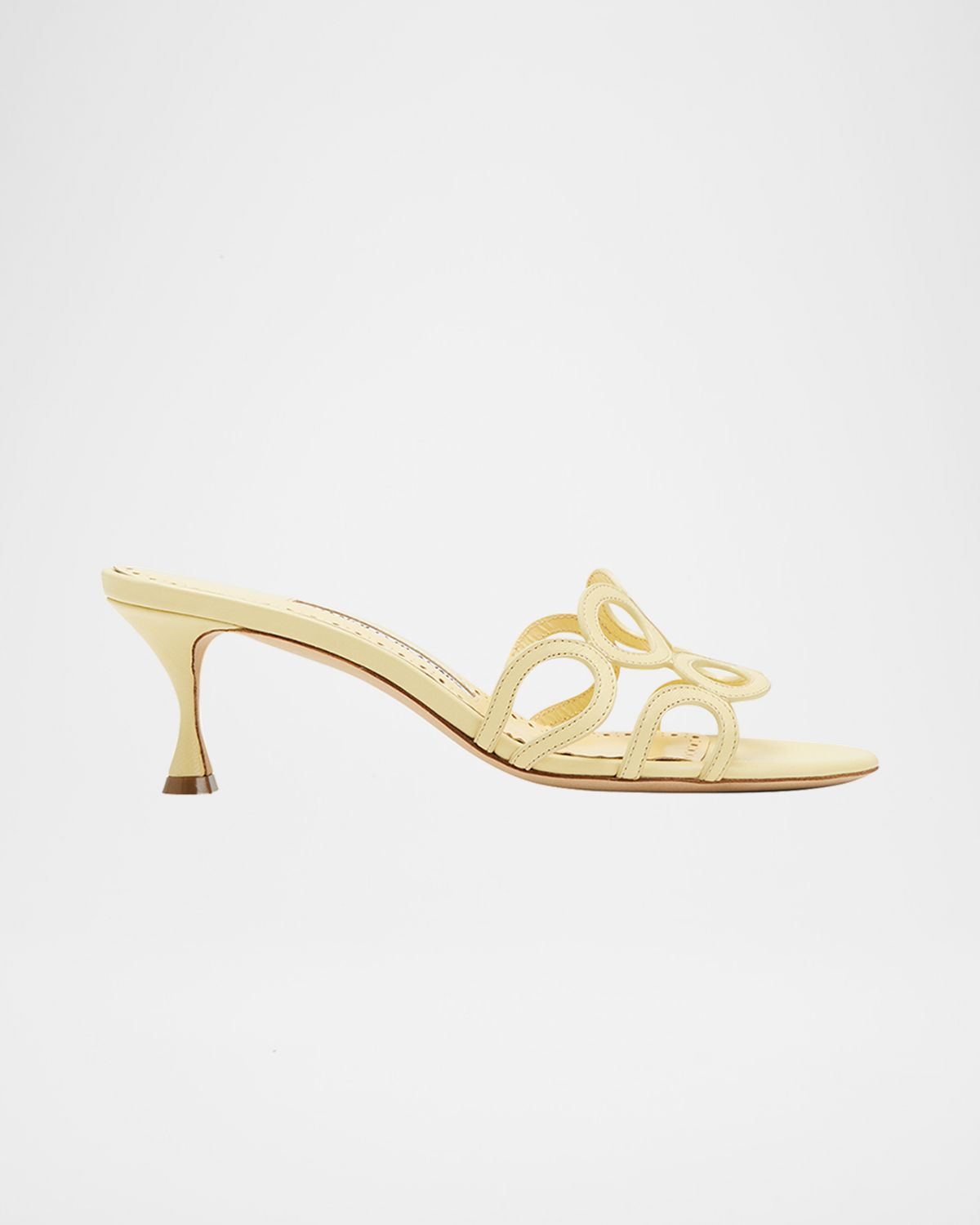 Manolo Blahnik Barimu Leather Ring-Cut Mule Sandals
