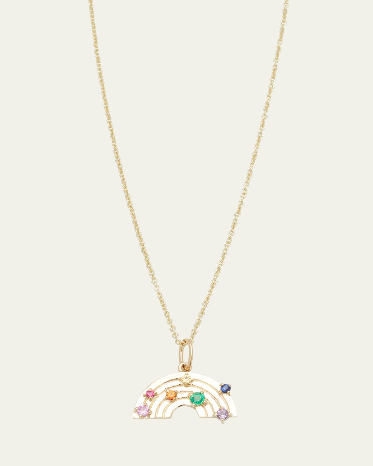 Sydney Evan Rainbow Charm on Cable Chain Necklace