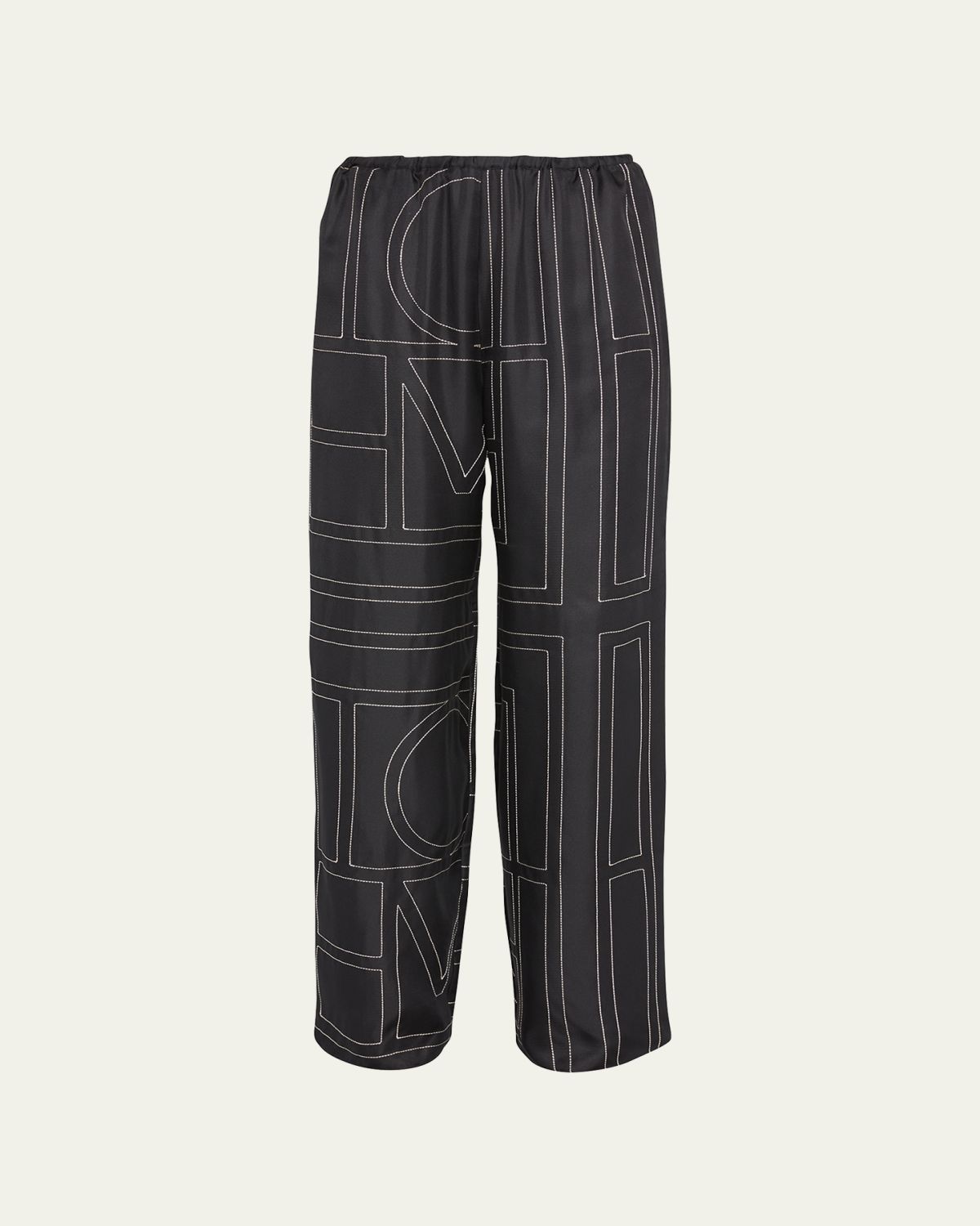 Toteme Monogram-Embroidered Silk Pajama Pants
