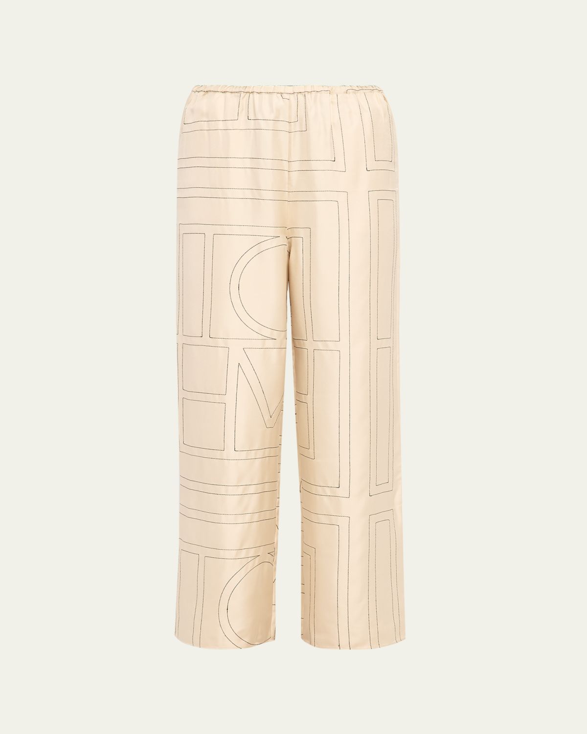 Toteme Monogram-Embroidered Silk Pajama Pants
