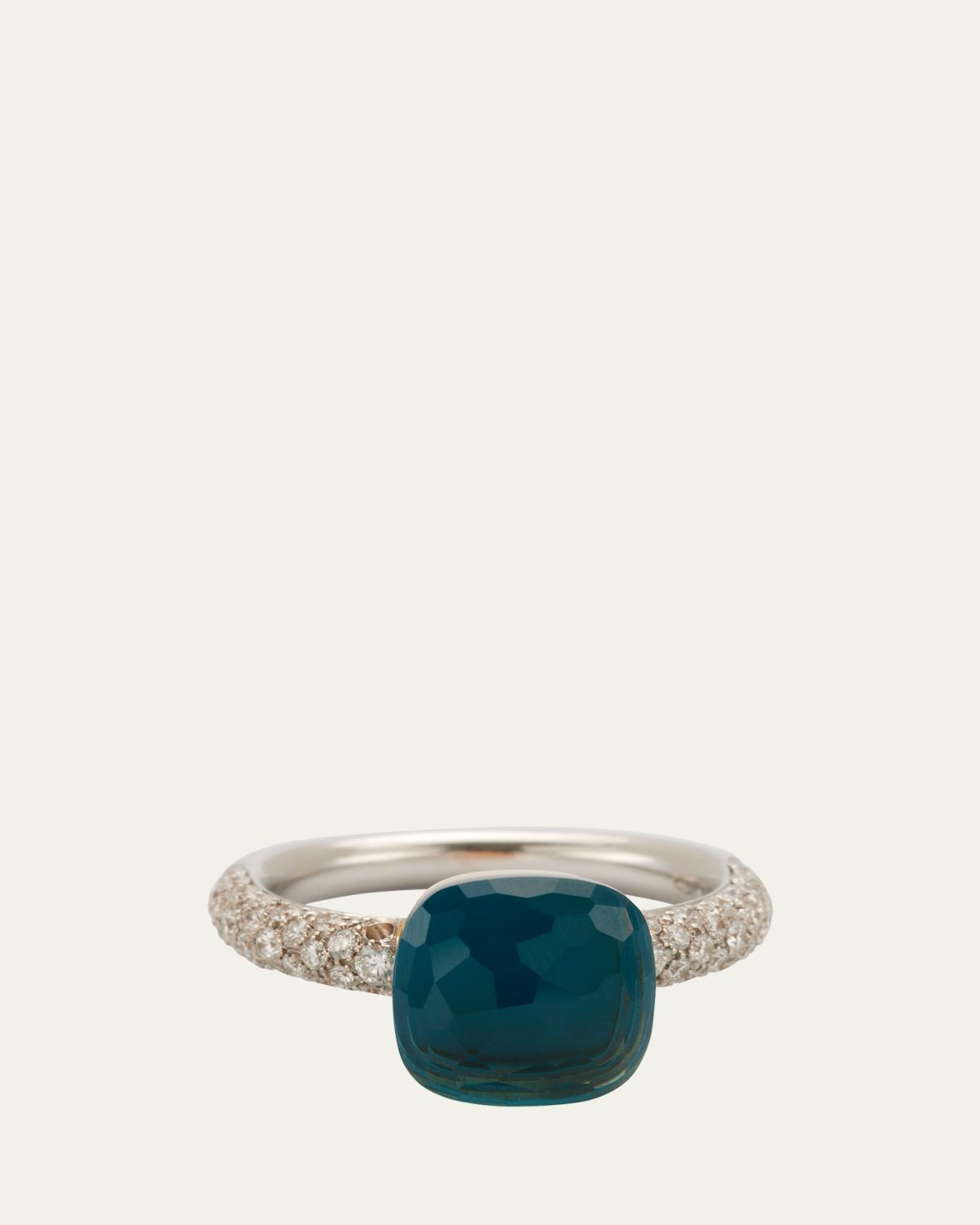 Pomellato Nudo Classic 18K Gold Ring with Blue Topaz and Turquoise