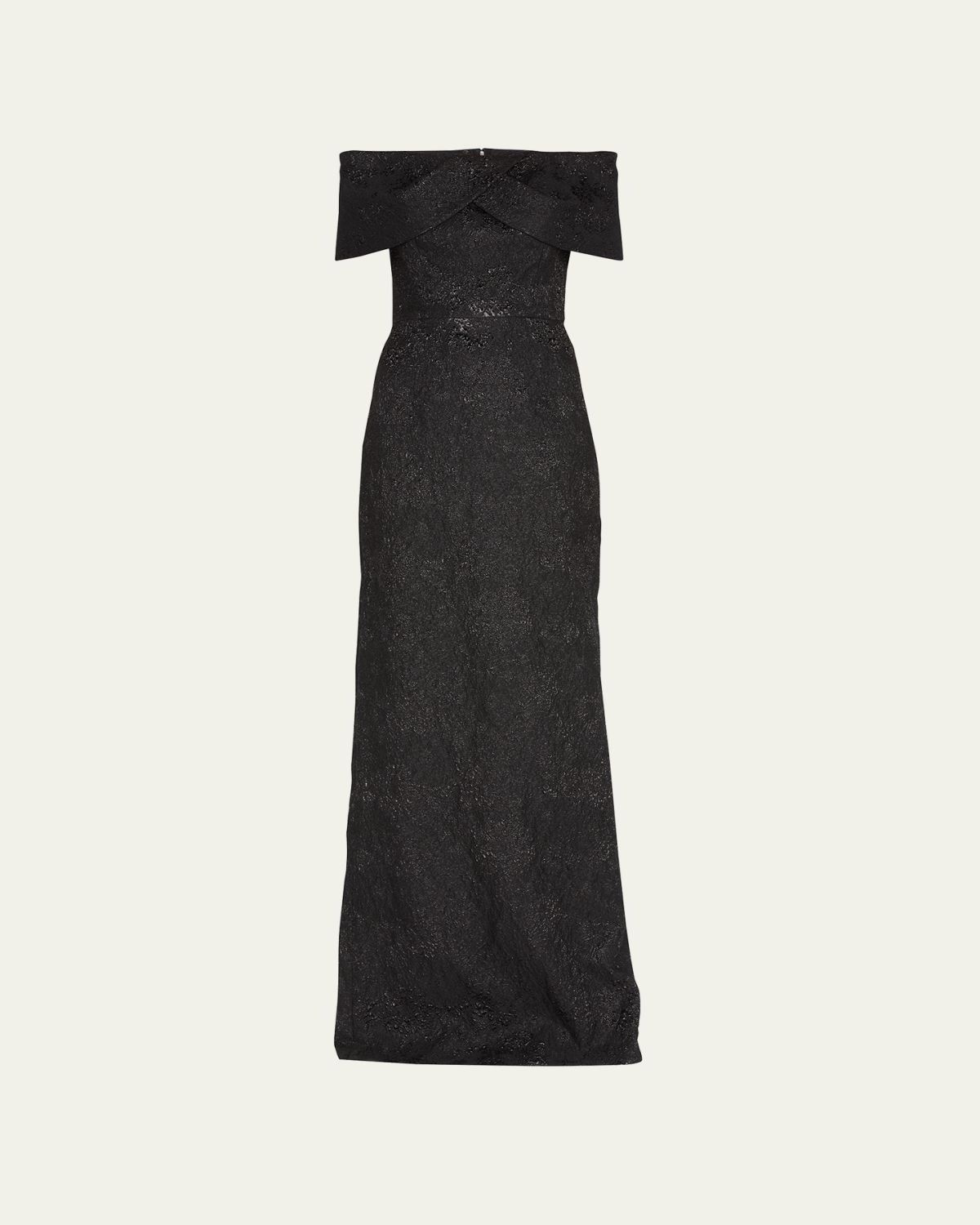 Rickie Freeman for Teri Jon Off-Shoulder Jacquard Column Gown | Thumbnail 6