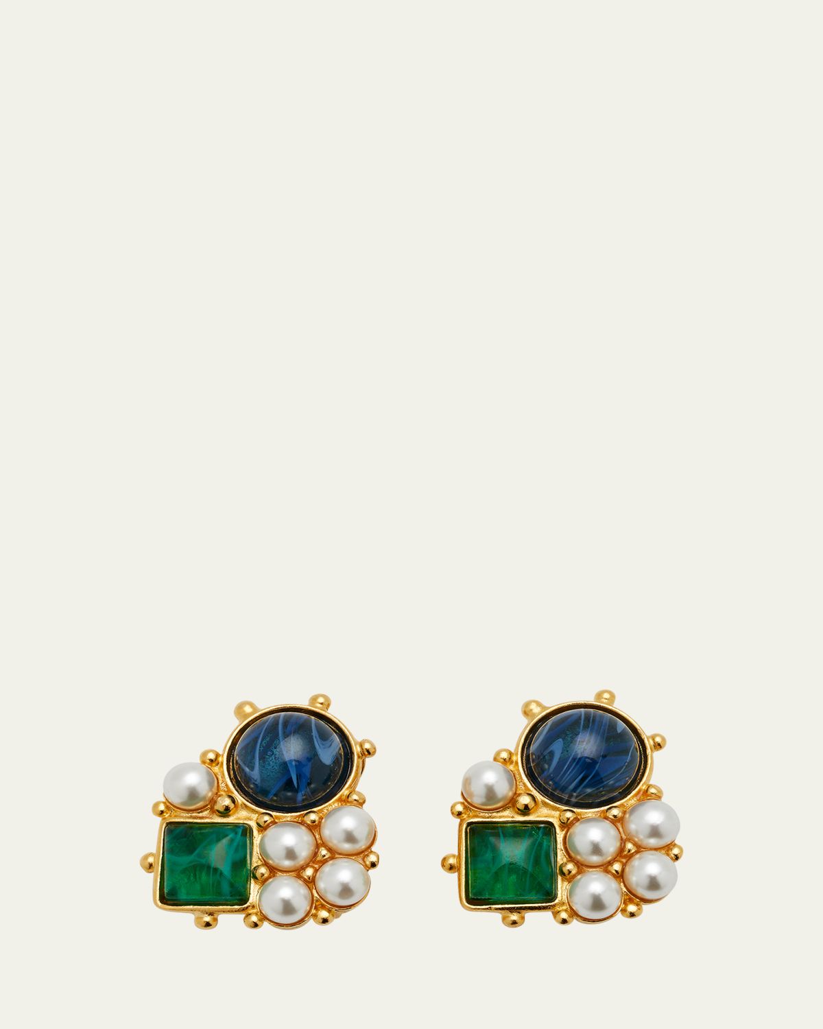 Ben-Amun Gold Stone and Pearly Cluster Earrings | Thumbnail 5 Ben-Amun Gold Stone and Pearly Cluster Earrings | Thumbnail 5