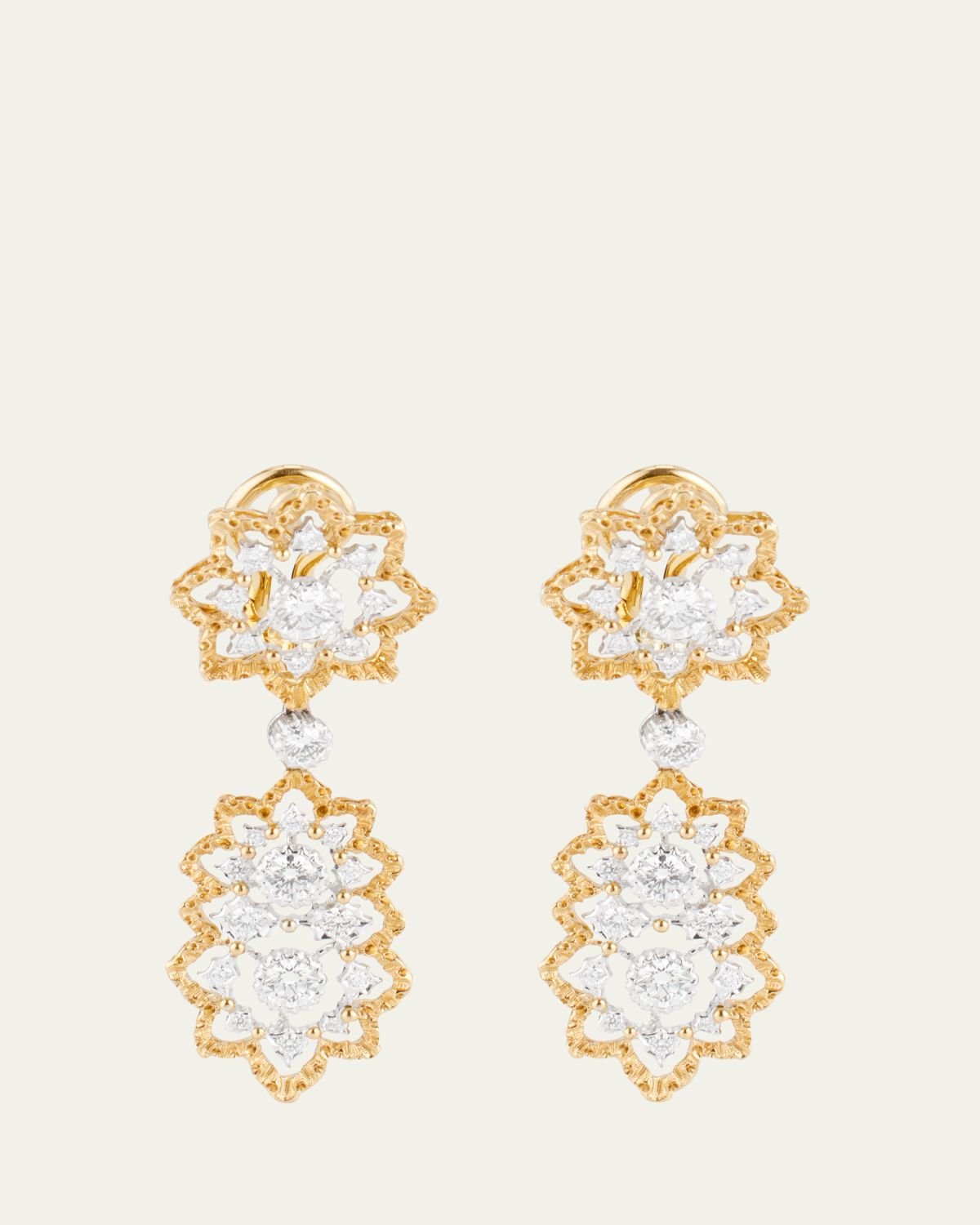 Buccellati 18K Yellow and White Gold Diamond Rombi Earrings