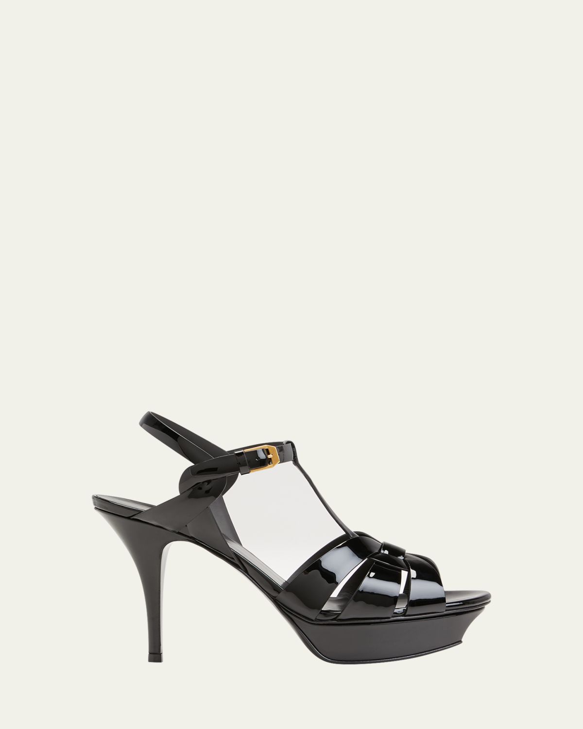 Saint Laurent Tribute Patent T-Strap Platform Sandals | Thumbnail 6