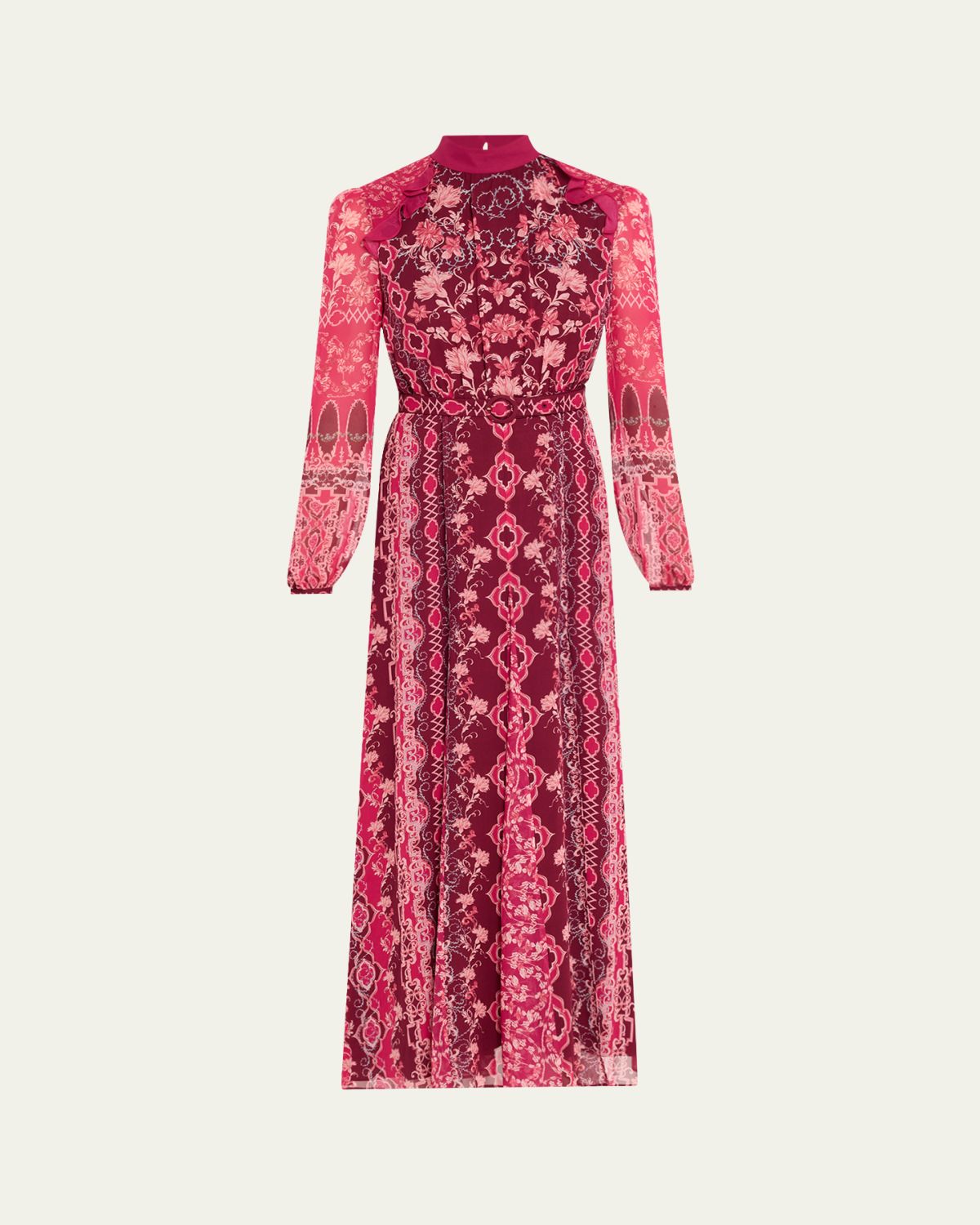 saloni jacqui b belted floral silk midi dress Saloni Jacqui-B Belted Floral Silk Midi Dress, Cornice Bloom, Women's, 0, Cocktail & Party Wedding Guest Dresses Satin & Silk Dresses