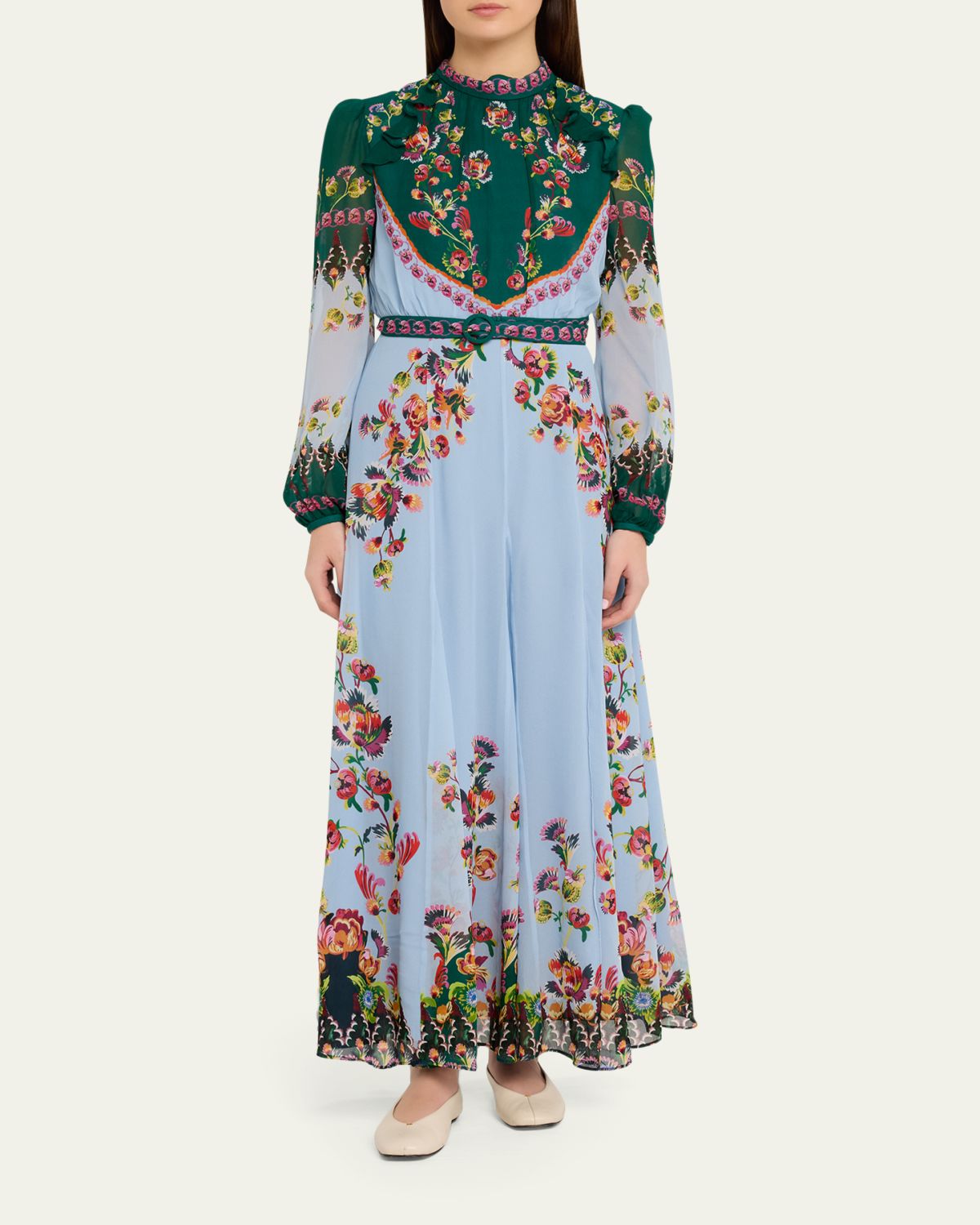 Saloni Jacqui-B Belted Floral Silk Midi Dress | Thumbnail 6 Saloni Jacqui-B Belted Floral Silk Midi Dress | Thumbnail 6
