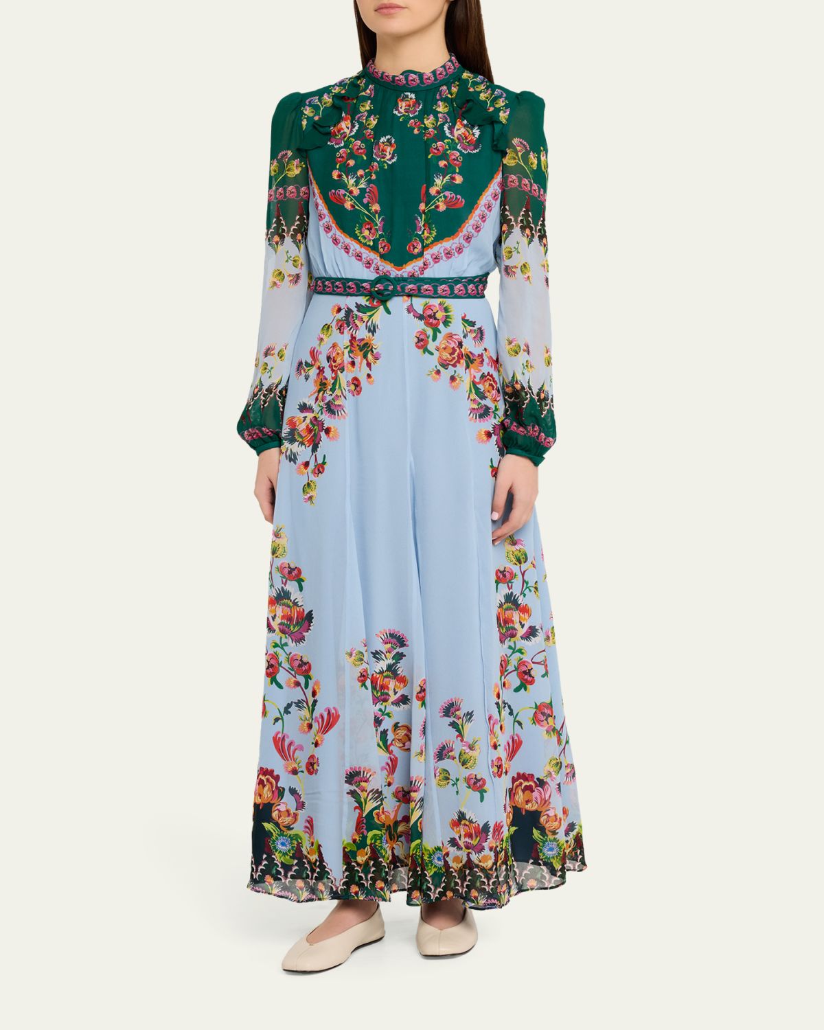 Saloni Jacqui-B Belted Floral Silk Midi Dress | Thumbnail 8 Saloni Jacqui-B Belted Floral Silk Midi Dress | Thumbnail 8