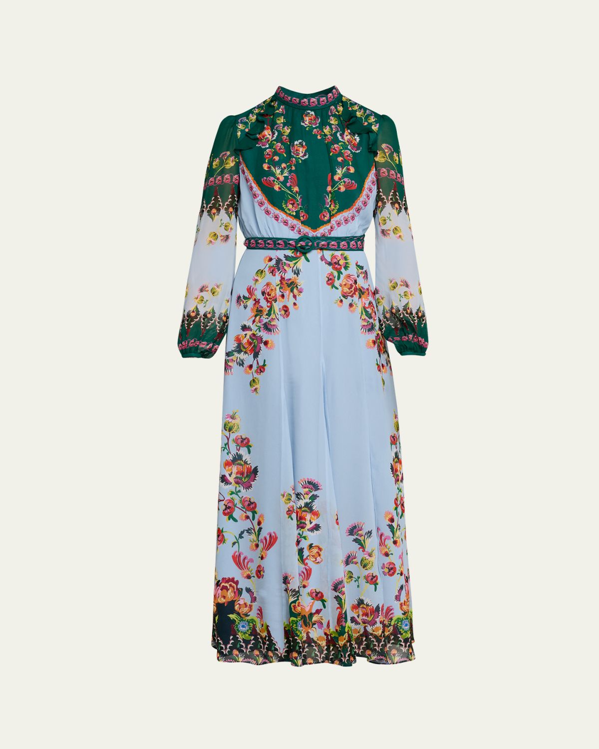 Saloni Jacqui-B Belted Floral Silk Midi Dress | Thumbnail 10 Saloni Jacqui-B Belted Floral Silk Midi Dress | Thumbnail 10