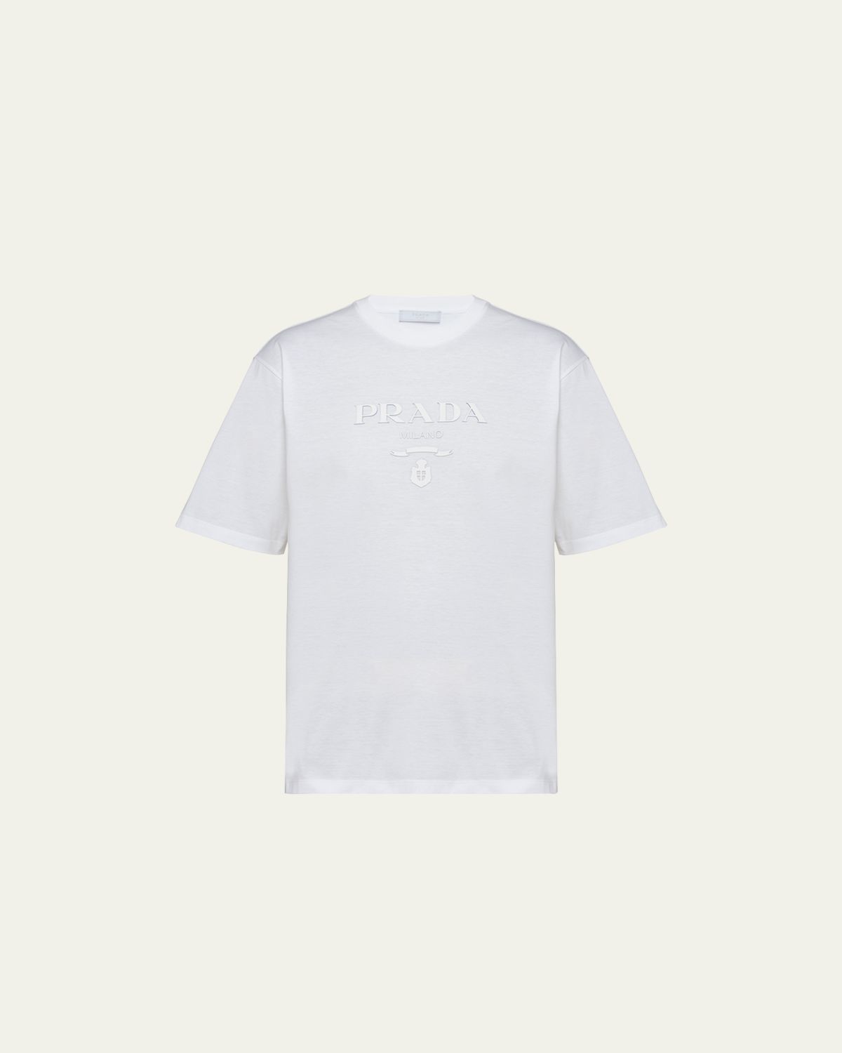 Prada Men's Silicone-Logo Boxy T-Shirt
