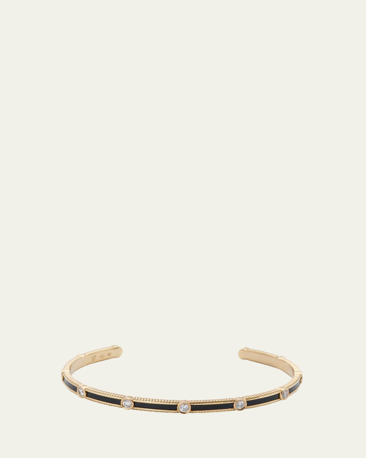 Viltier Rayon Bangle in Onyx, 18K Yellow Gold and Diamonds