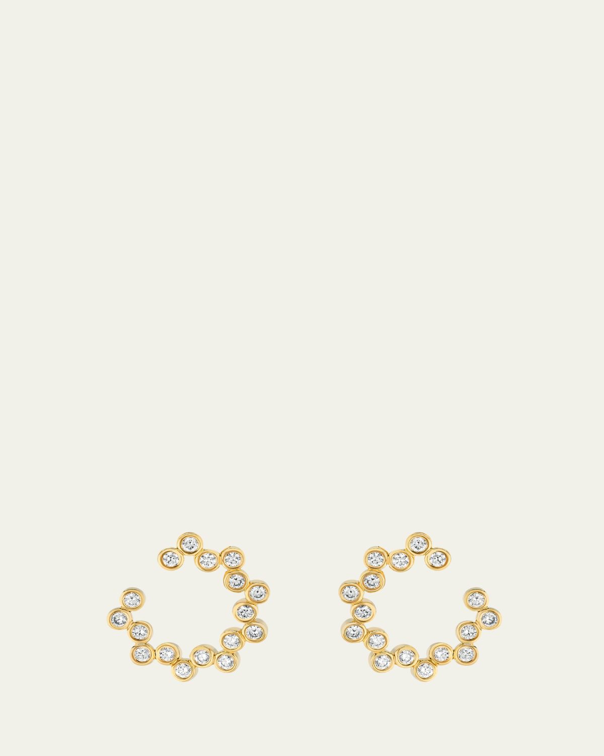 Viltier Clique Twist Hoop Earrings in 18K Yellow Gold and Diamonds