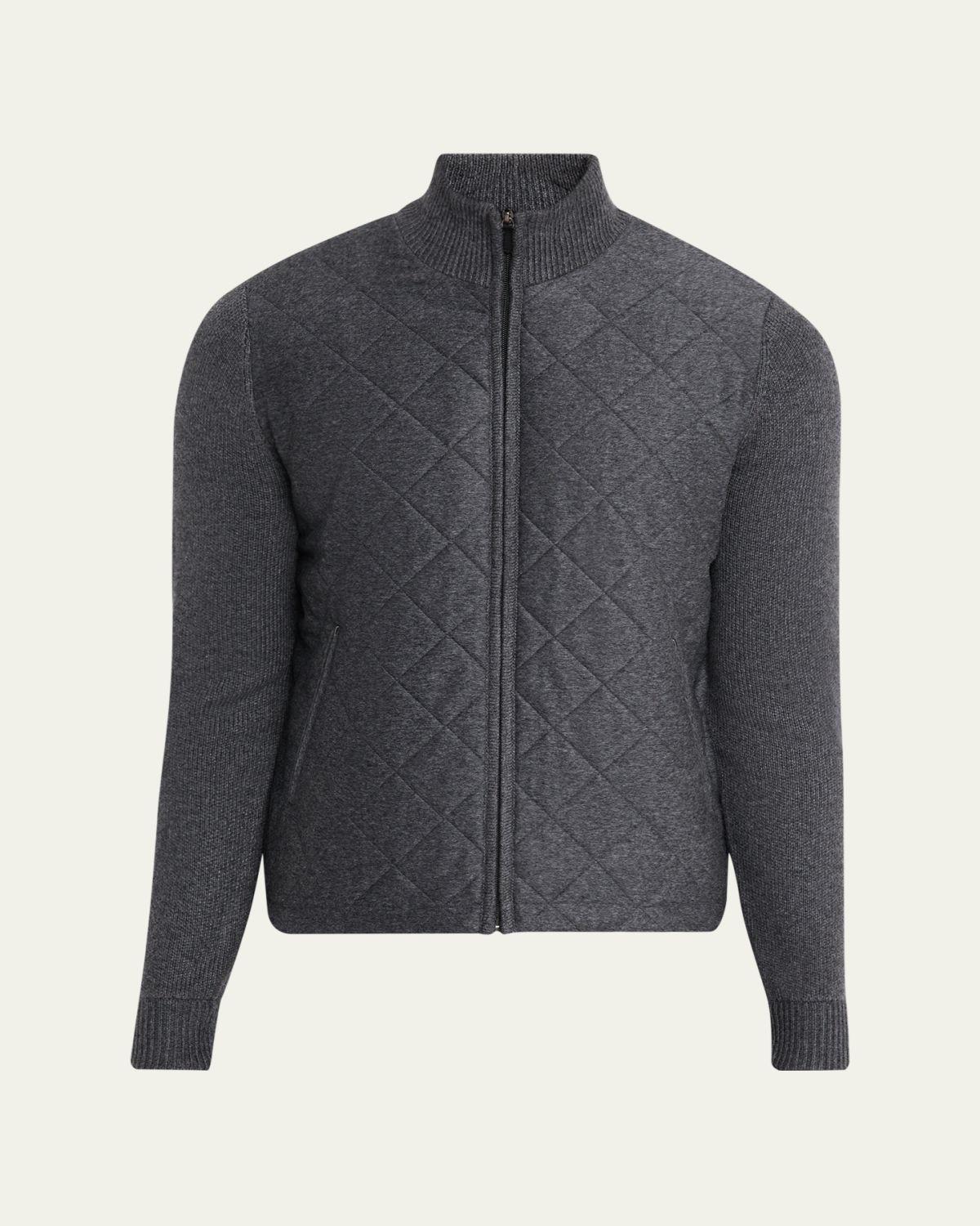 Neiman Marcus Men 's Quilted Full-Zip Sweater
