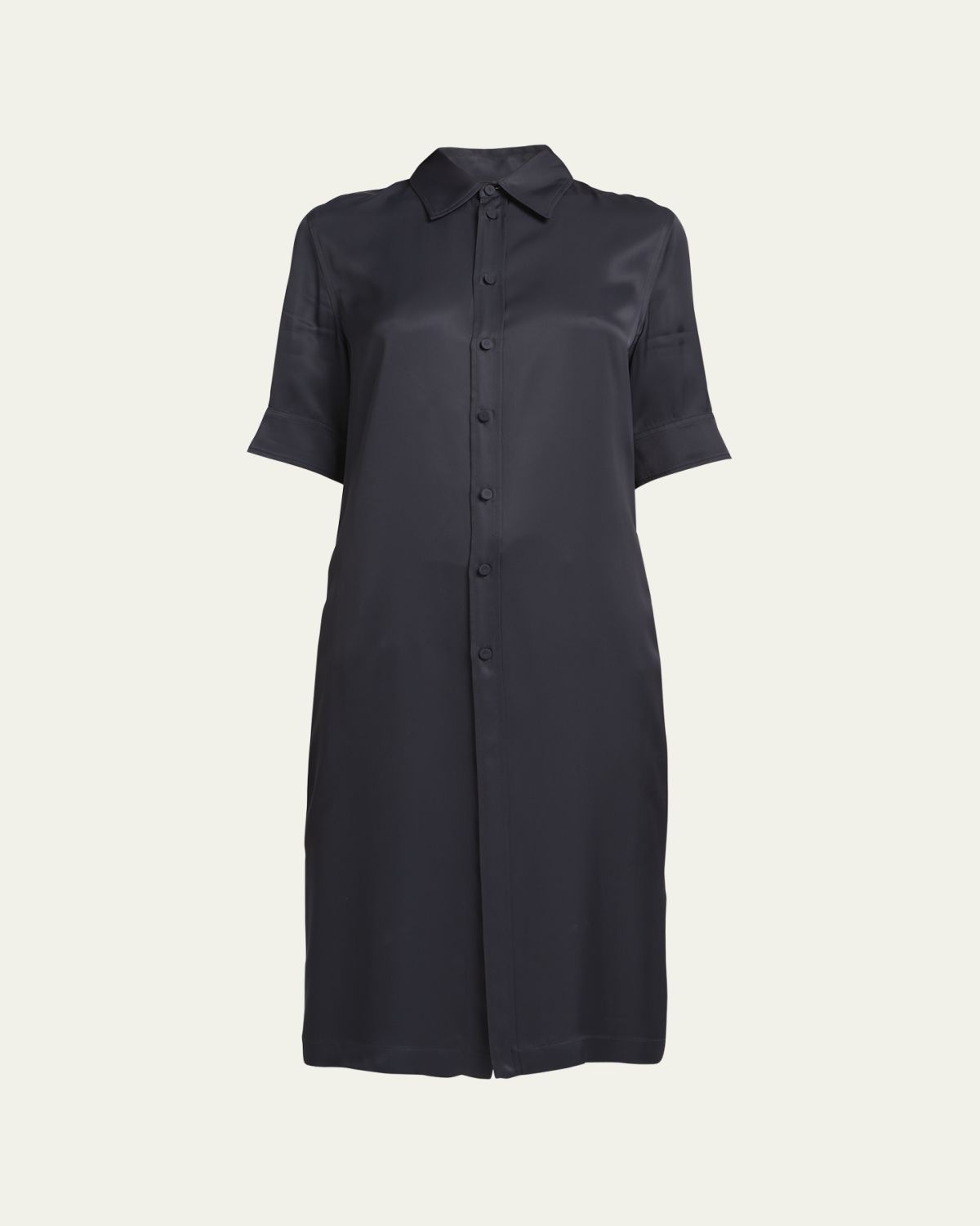Jil Sander Short-Sleeve Collared Matte Fluid Tunic Shirt