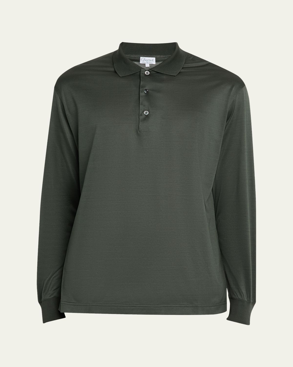 Charvet Men's Cashmere and Silk Knit Long-Sleeve Polo Shirt