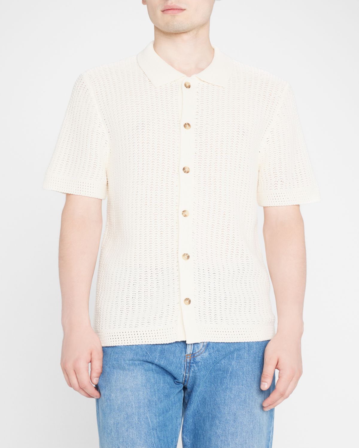 Vince Men's Crochet Button-Down Shirt | Thumbnail 3 Vince Men's Crochet Button-Down Shirt | Thumbnail 3