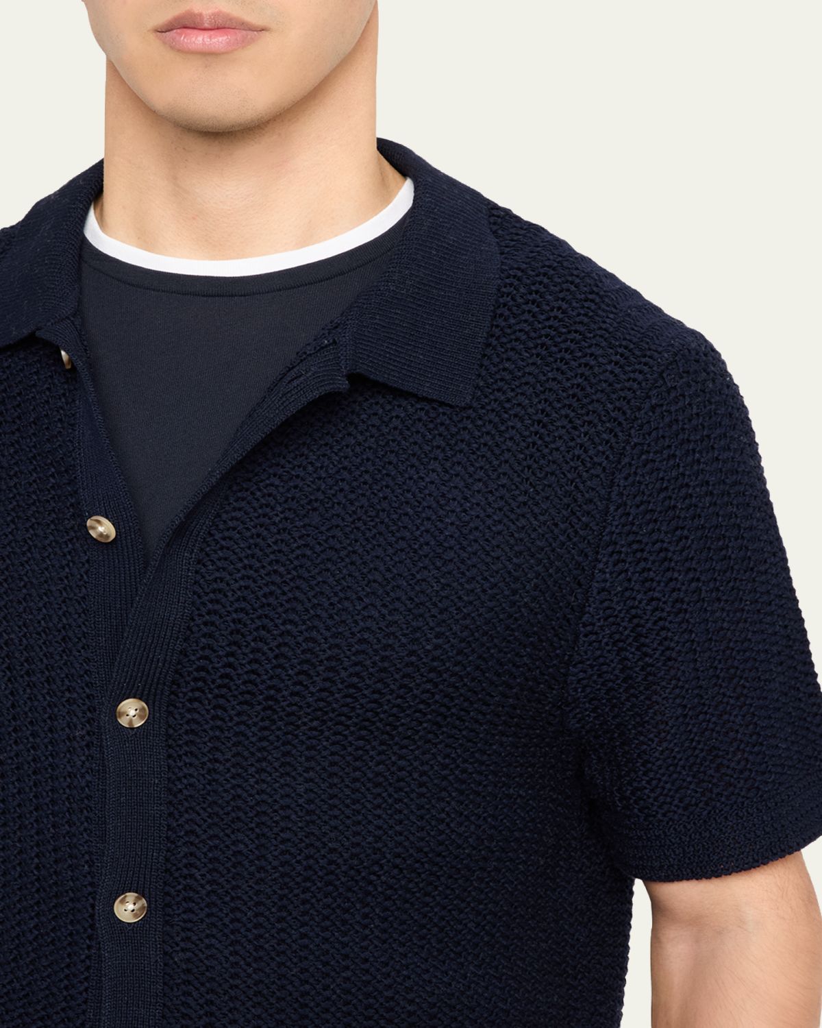 Vince Men's Crochet Button-Down Shirt | Thumbnail 8 Vince Men's Crochet Button-Down Shirt | Thumbnail 8