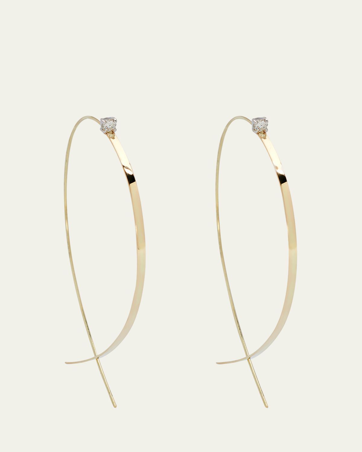 Lana 14K Gold Solo Large Flat Upside Down Hoop Earrings with Diamonds, 60mm