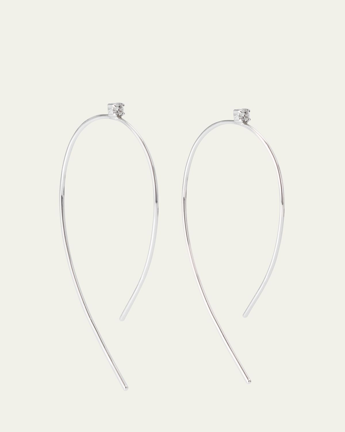 Lana 14K Gold Mini Wire Hooked On Hoop Earrings with Diamonds, 38mm | Thumbnail 5 Lana 14K Gold Mini Wire Hooked On Hoop Earrings with Diamonds, 38mm | Thumbnail 5