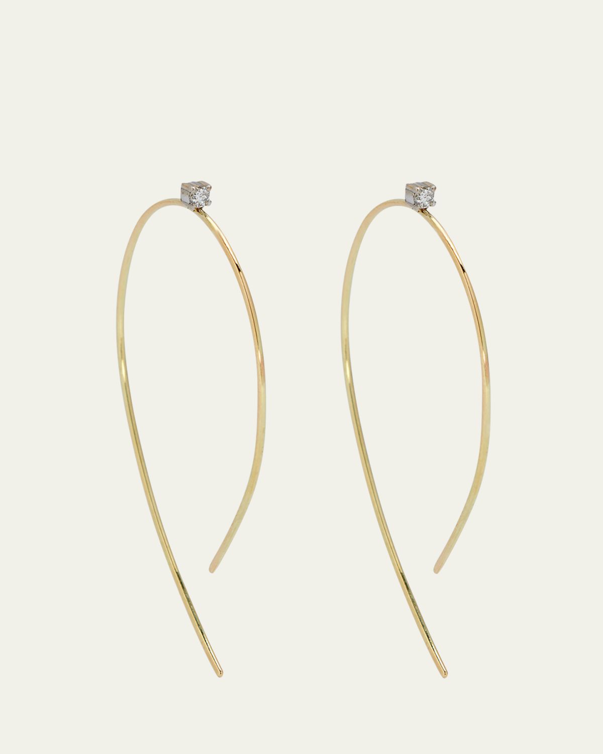 Lana 14K Gold Mini Wire Hooked On Hoop Earrings with Diamonds, 38mm | Thumbnail 5 Lana 14K Gold Mini Wire Hooked On Hoop Earrings with Diamonds, 38mm | Thumbnail 5