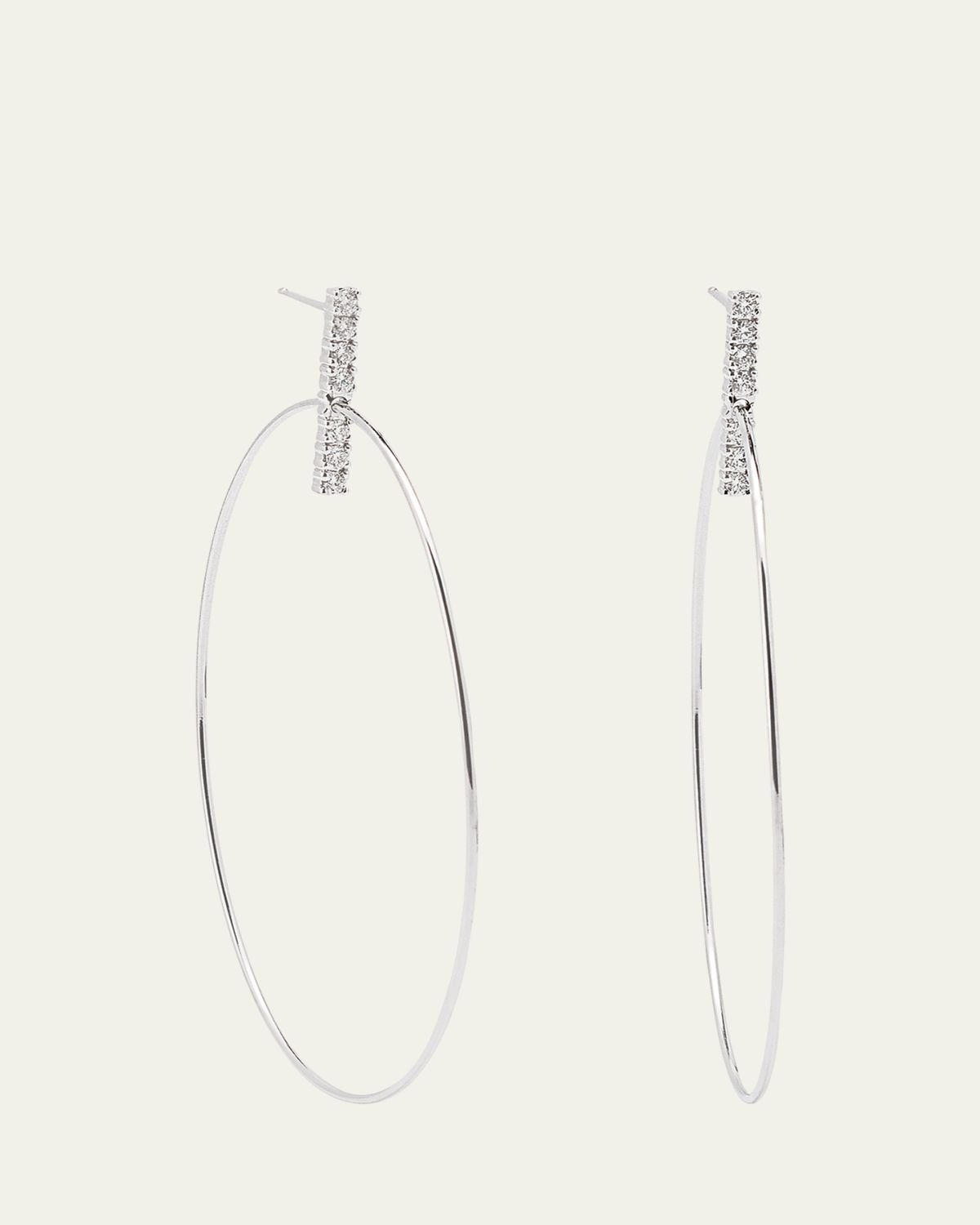 Lana 14K Gold Flawless Diamond Bar Stud Hoop Earrings, 60mm