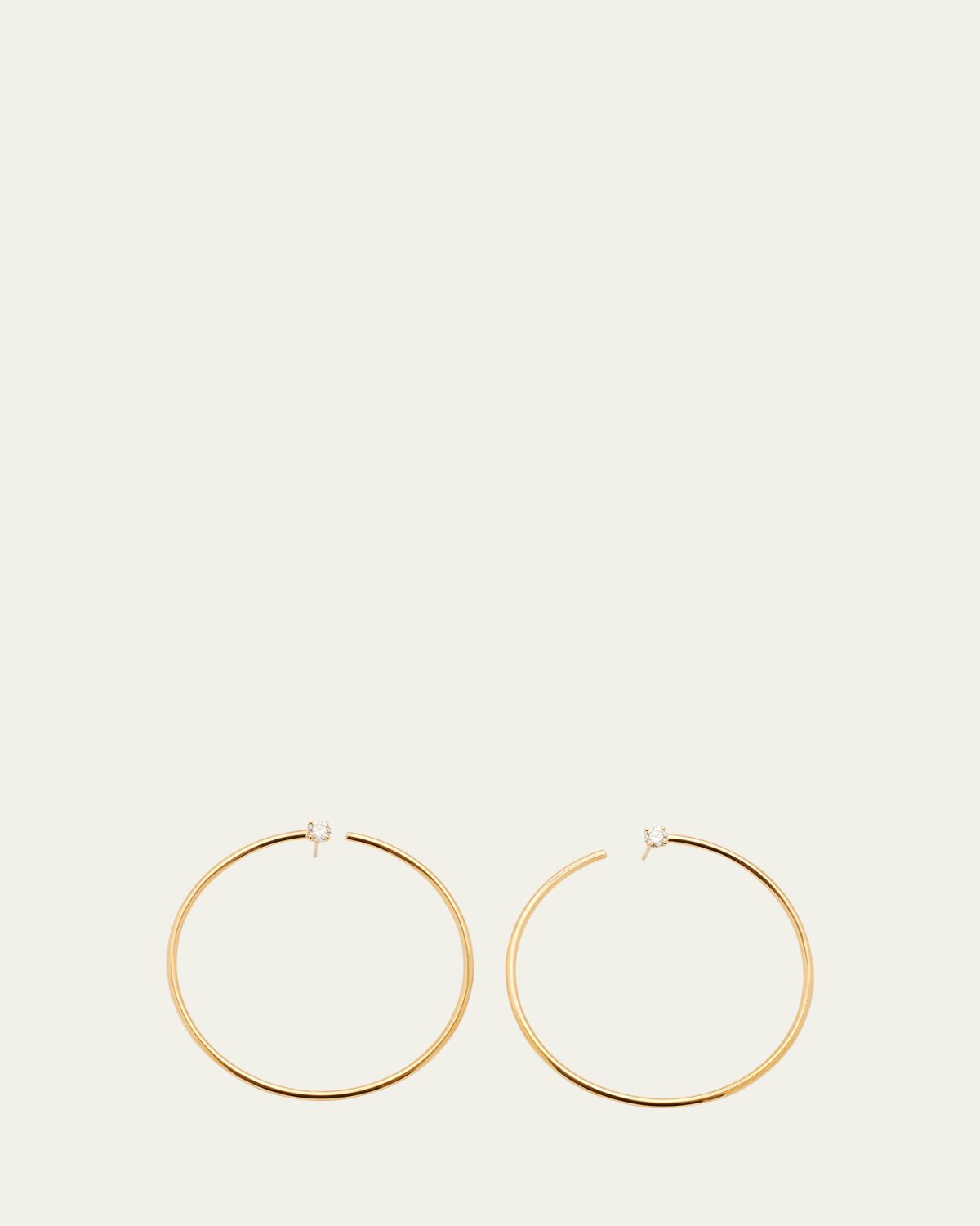 Anita Ko Bardot Diamond-Stud Wire Circle Hoop Earrings in 18k Yellow Gold