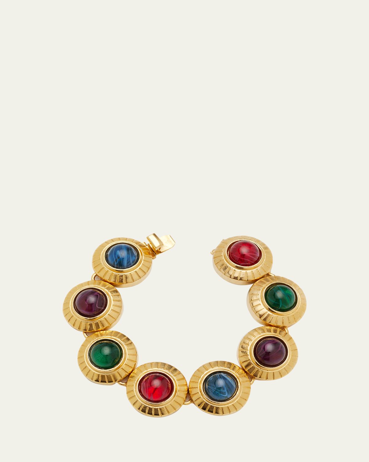 Ben-Amun Round Gold and Crystal Stone Bracelet